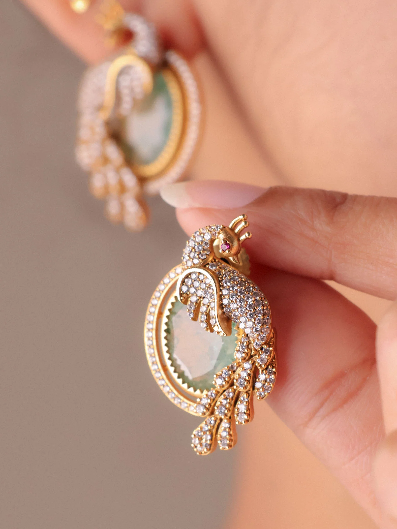 Mayura Gemstone Drop Earrings - Image 6