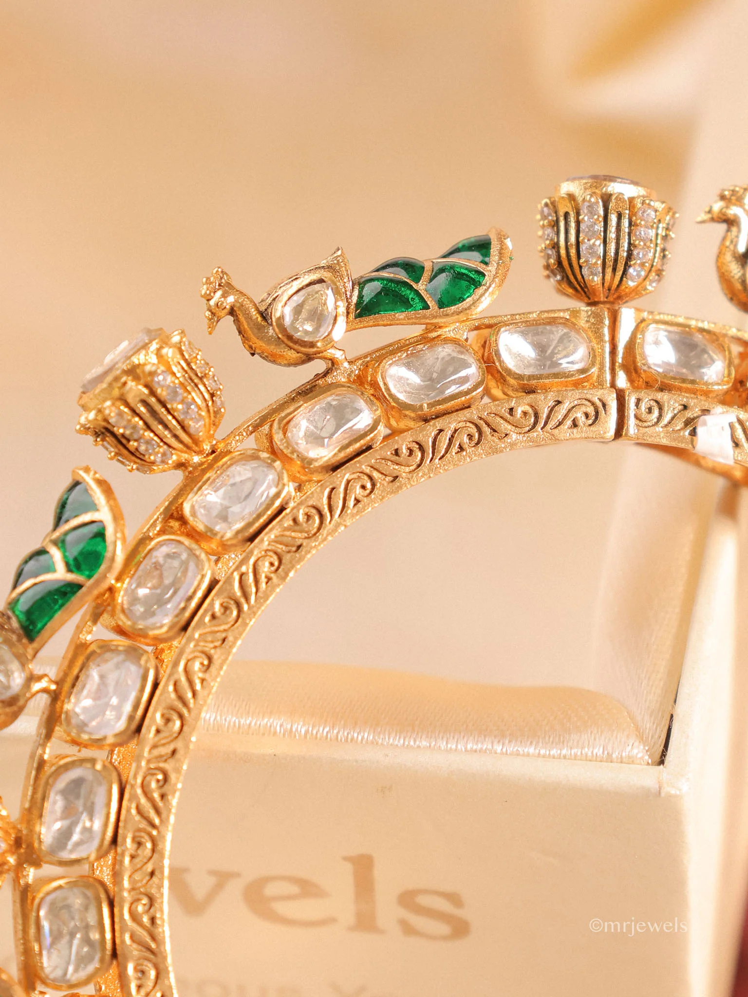 Moissanite Designer Peacock Kada - Image 3