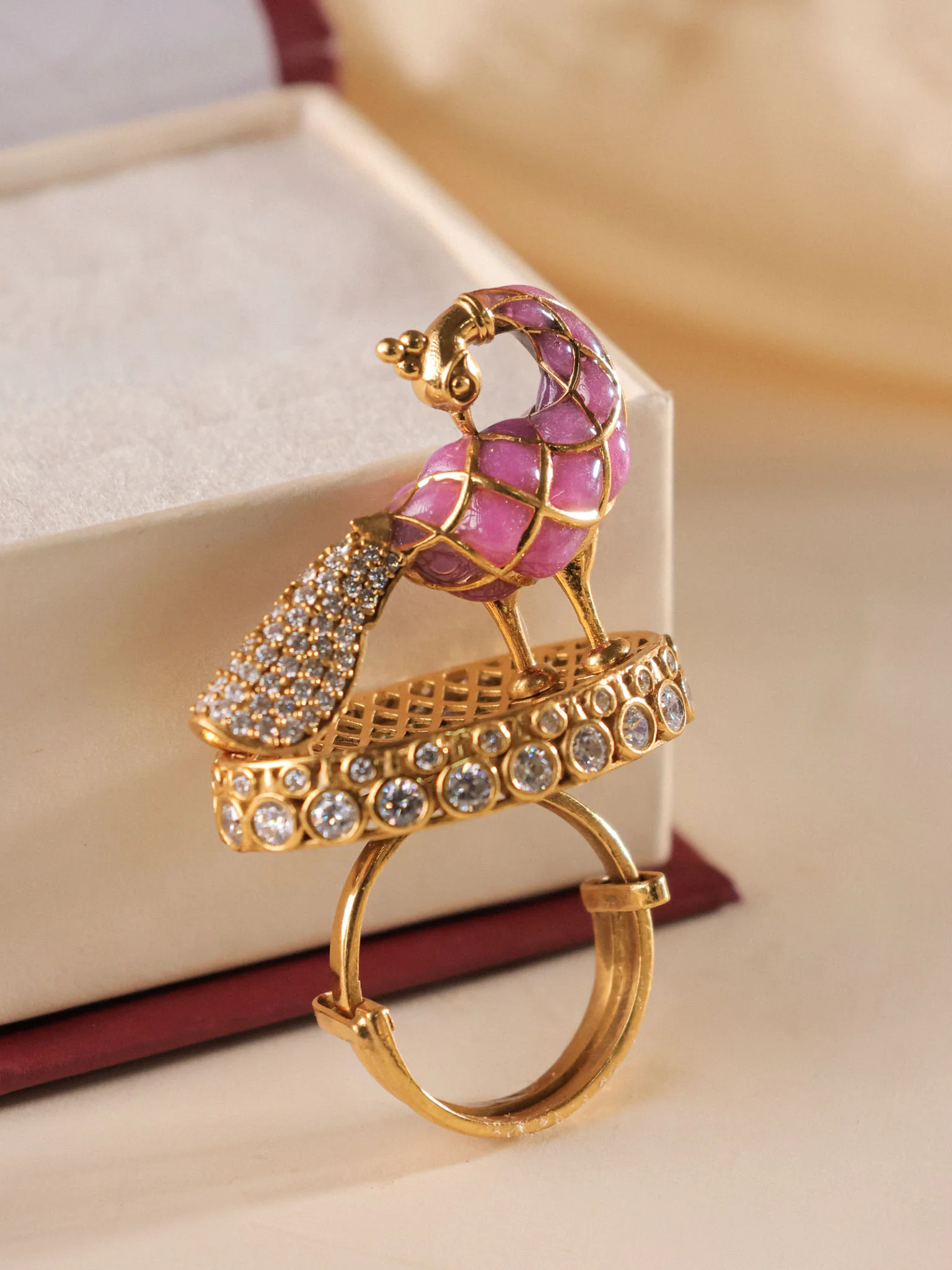 Mayurvika Navratna Kundan Cocktail Ring - Image 3
