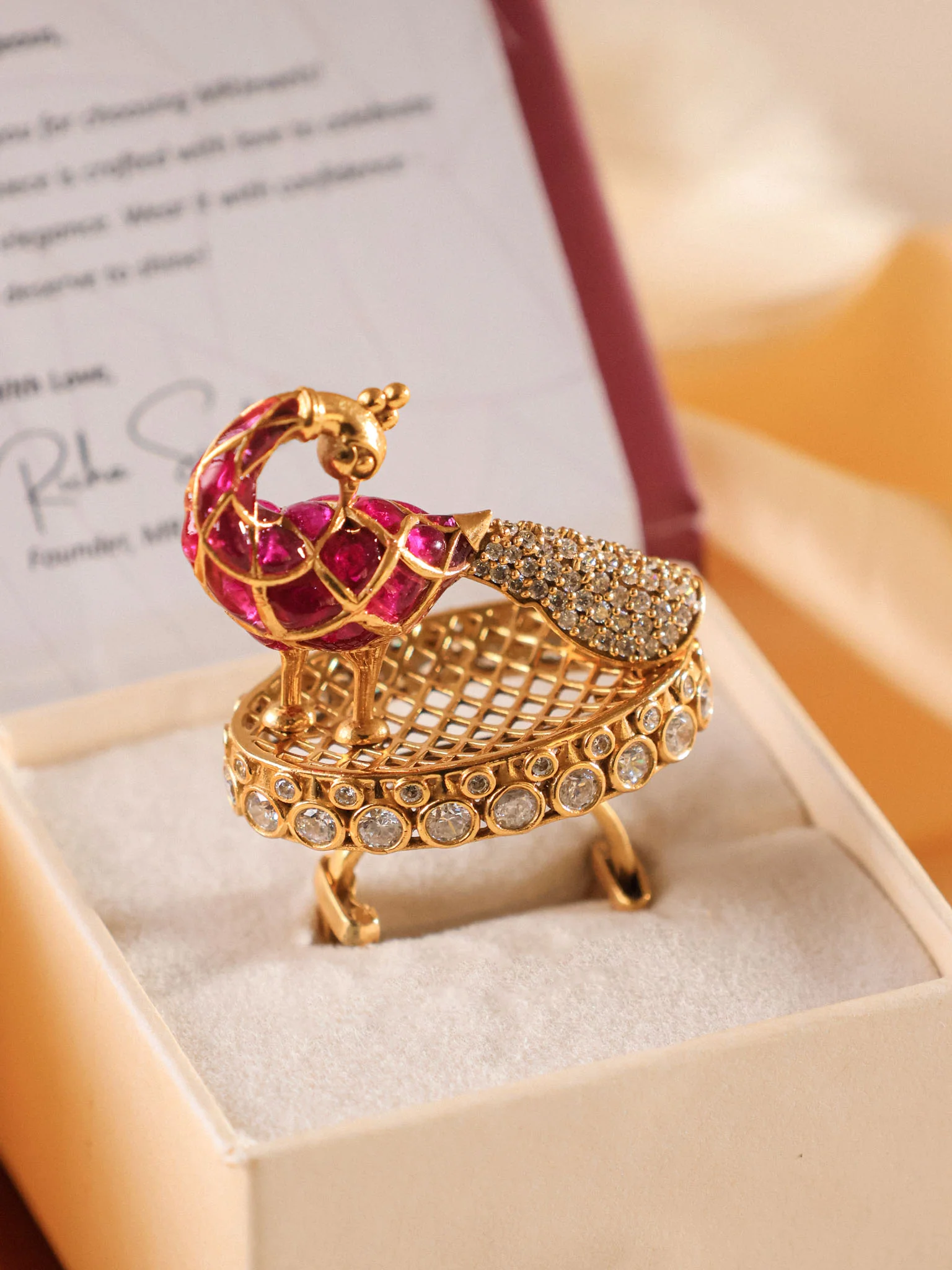 Mayurvika Navratna Kundan Cocktail Ring - Image 4