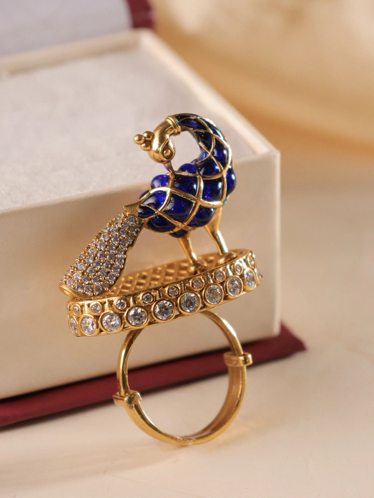 Mayurvika Navratna Kundan Cocktail Ring - Image 6