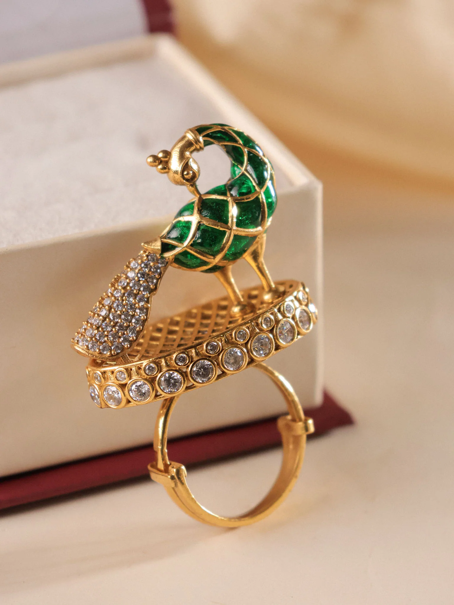 Mayurvika Navratna Kundan Cocktail Ring - Image 8