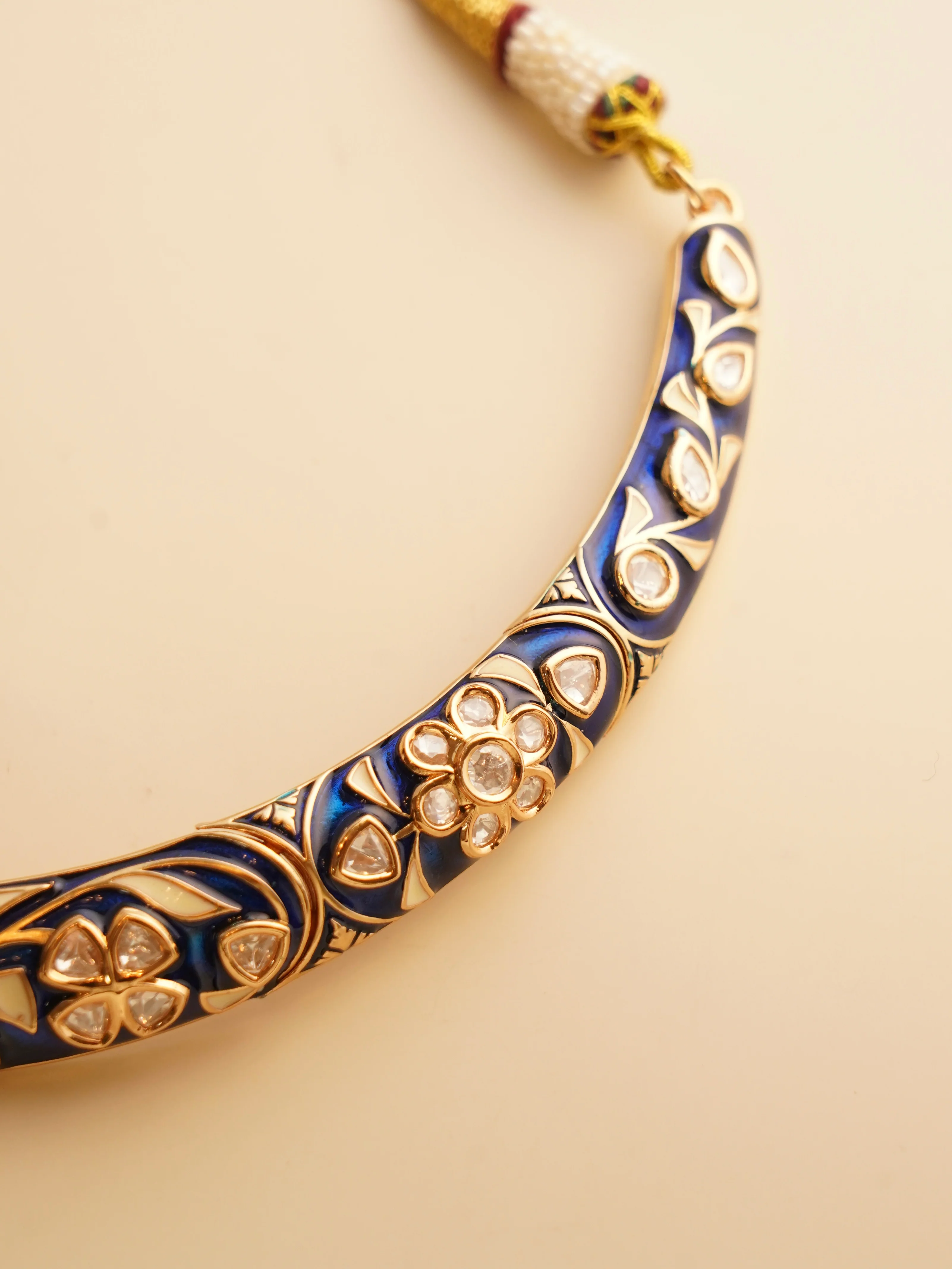 Meenakari Hasli Choker Necklace Set with Studs - Image 4