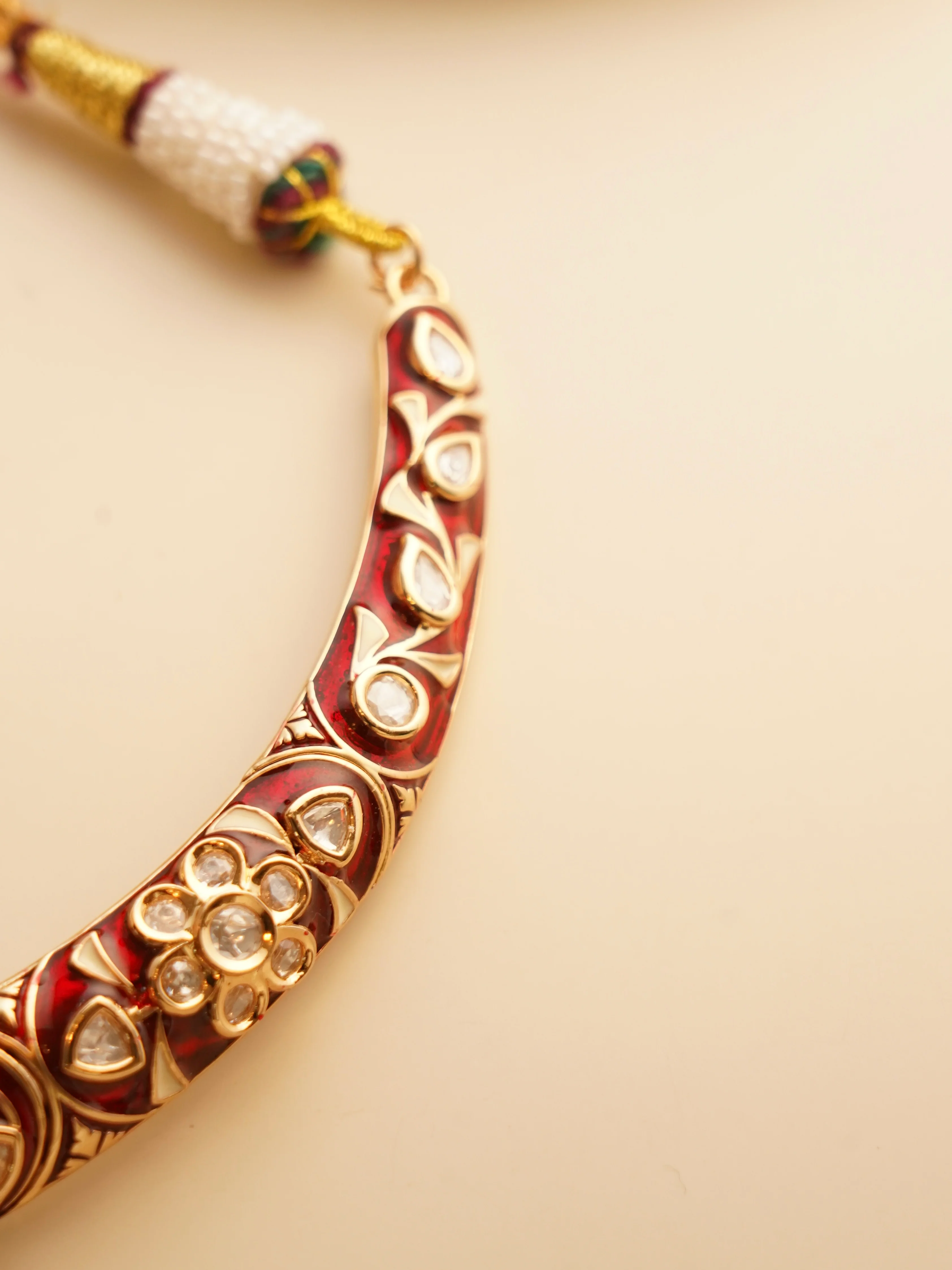 Meenakari Hasli Choker Necklace Set with Studs - Image 5