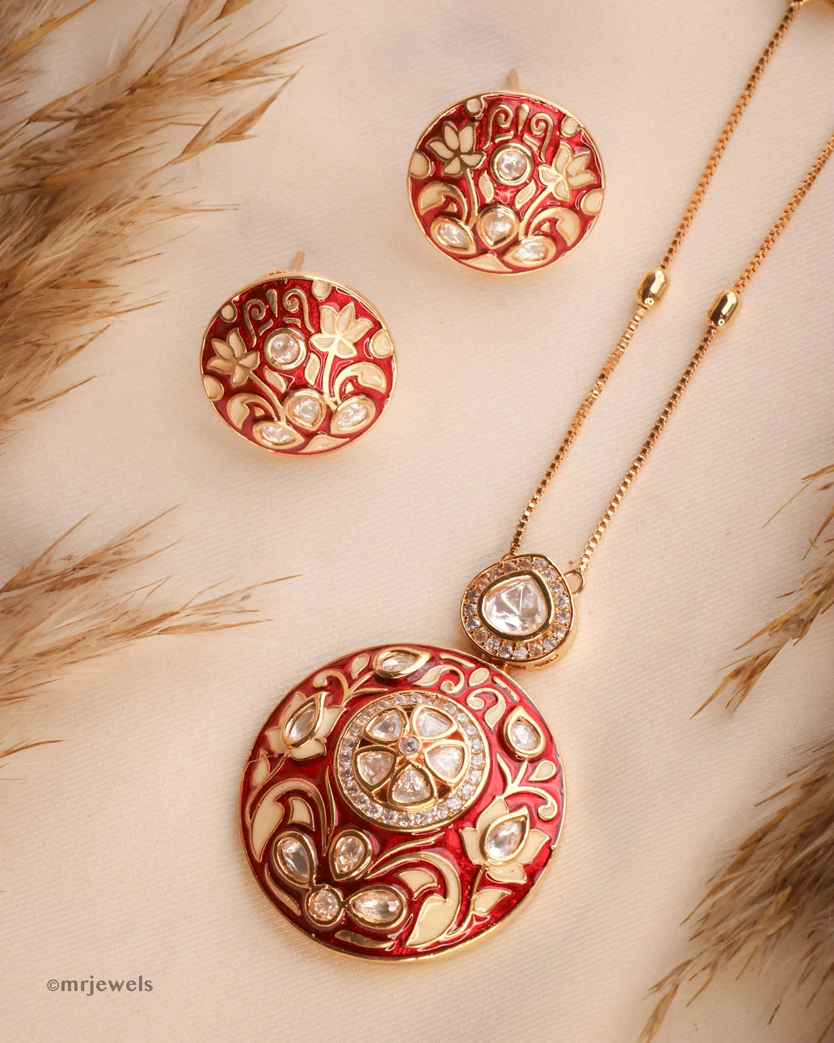 Meenakari Pendant Set - Image 3