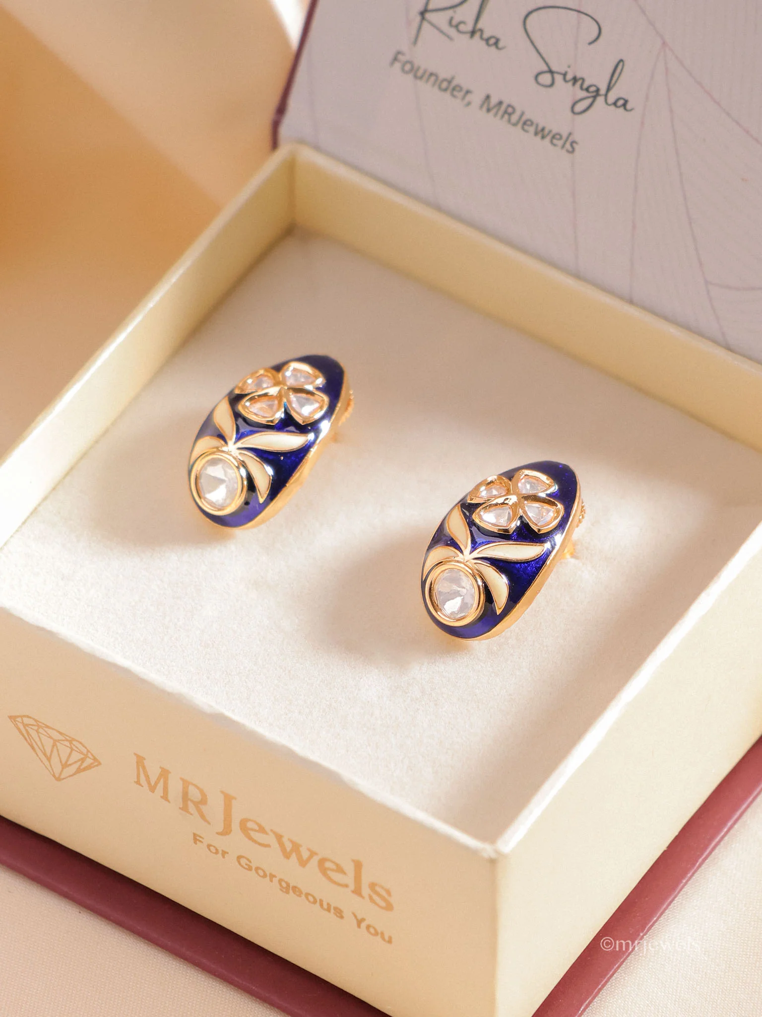Meenakari Polki Studs - Image 3