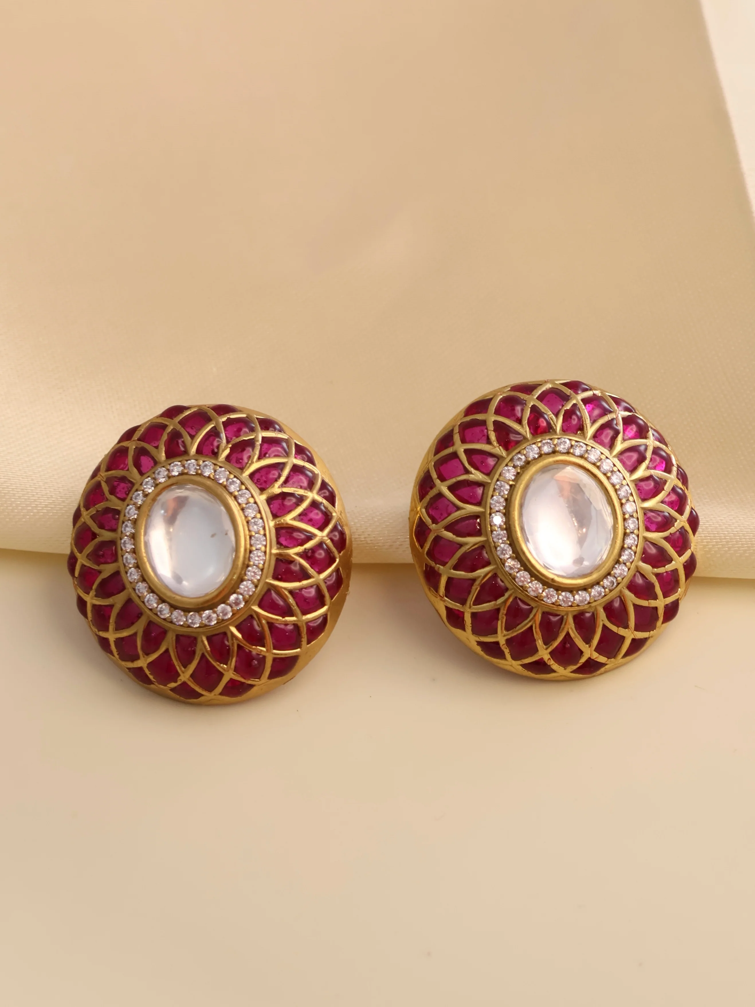 Meenakari Polki Studs
