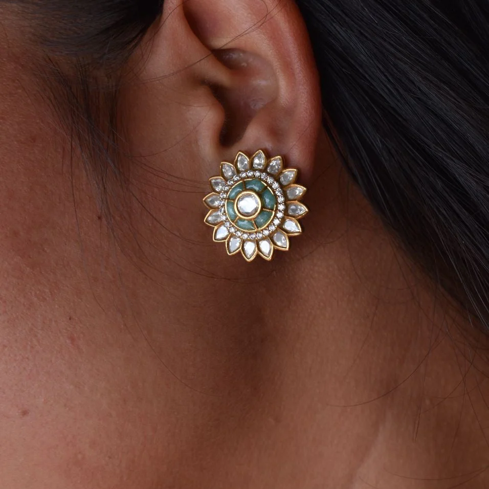 Meera Polki Floral Studs - Image 3