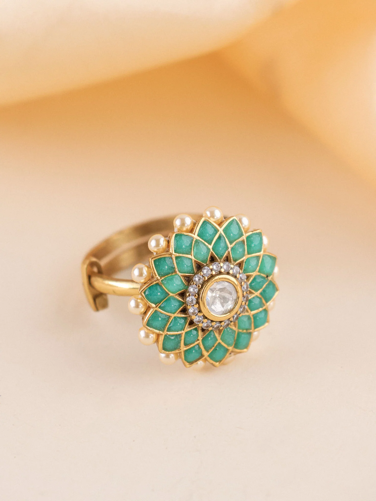Meher Emerald Floral Ring - Image 5