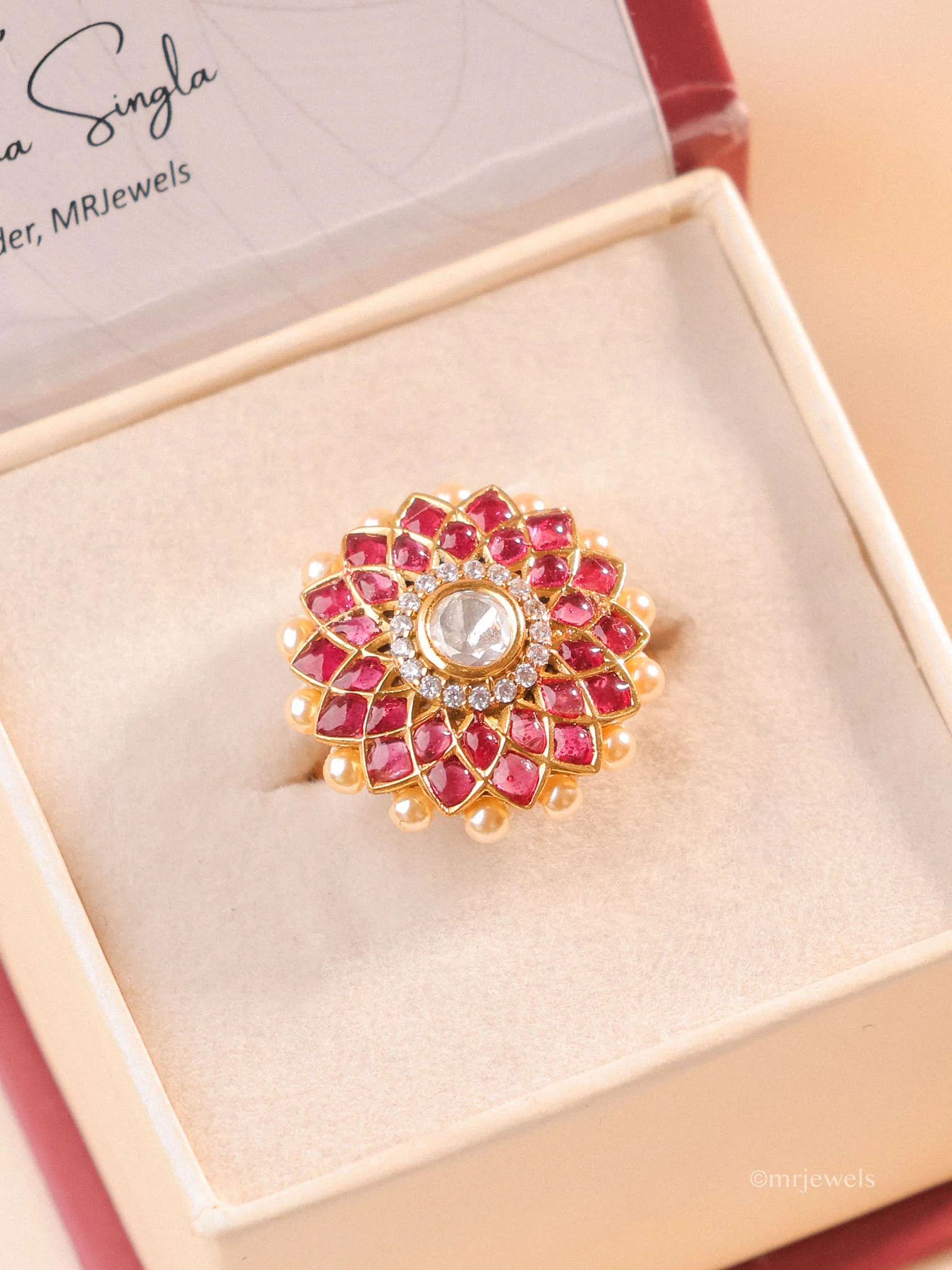 Meher Emerald Floral Ring - Image 6