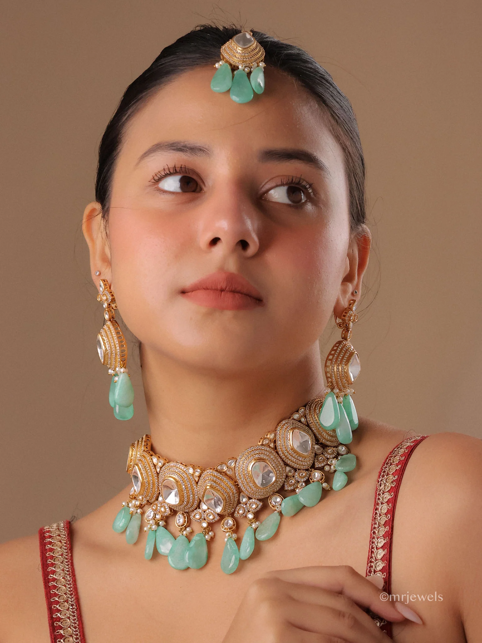 Meher Mint Drop Necklace Set