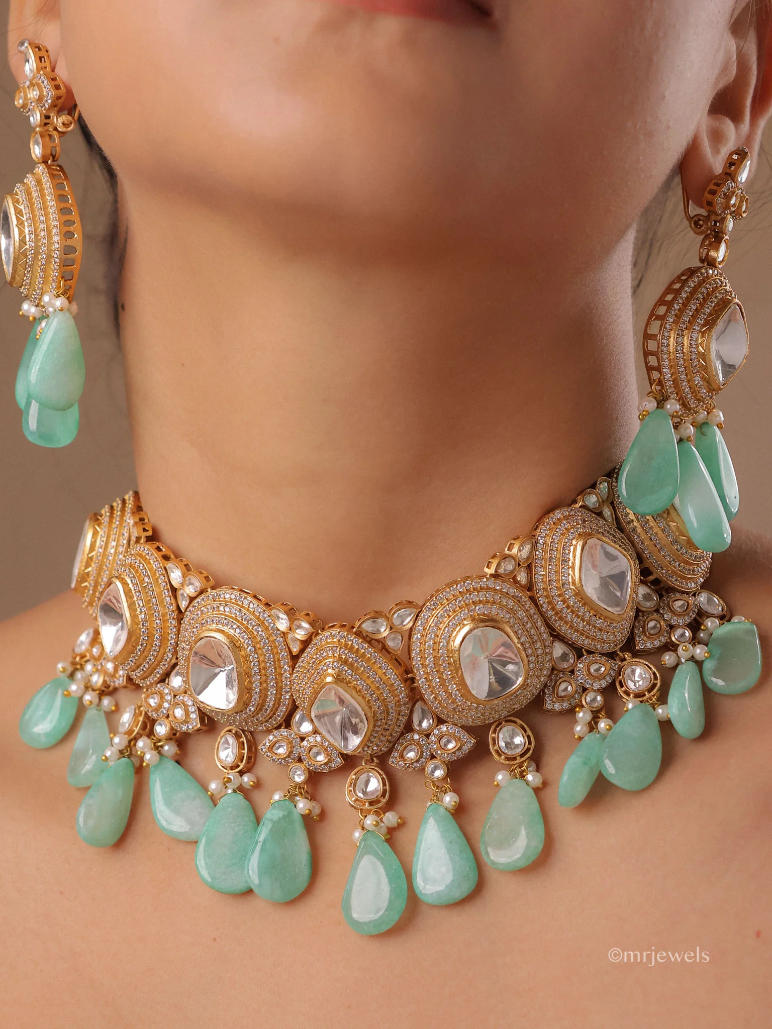 Meher Mint Drop Necklace Set - Image 2