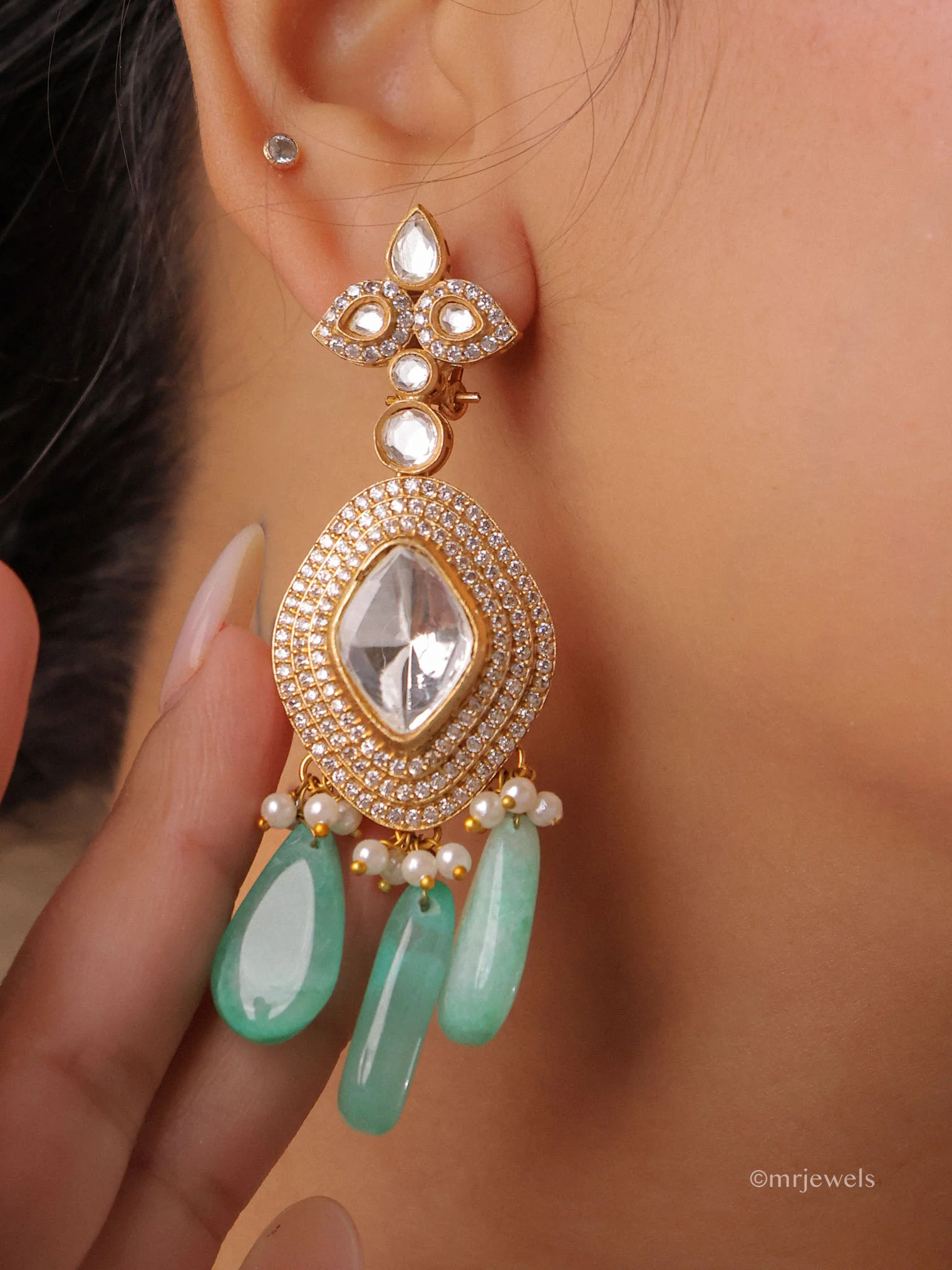 Meher Mint Drop Necklace Set - Image 3