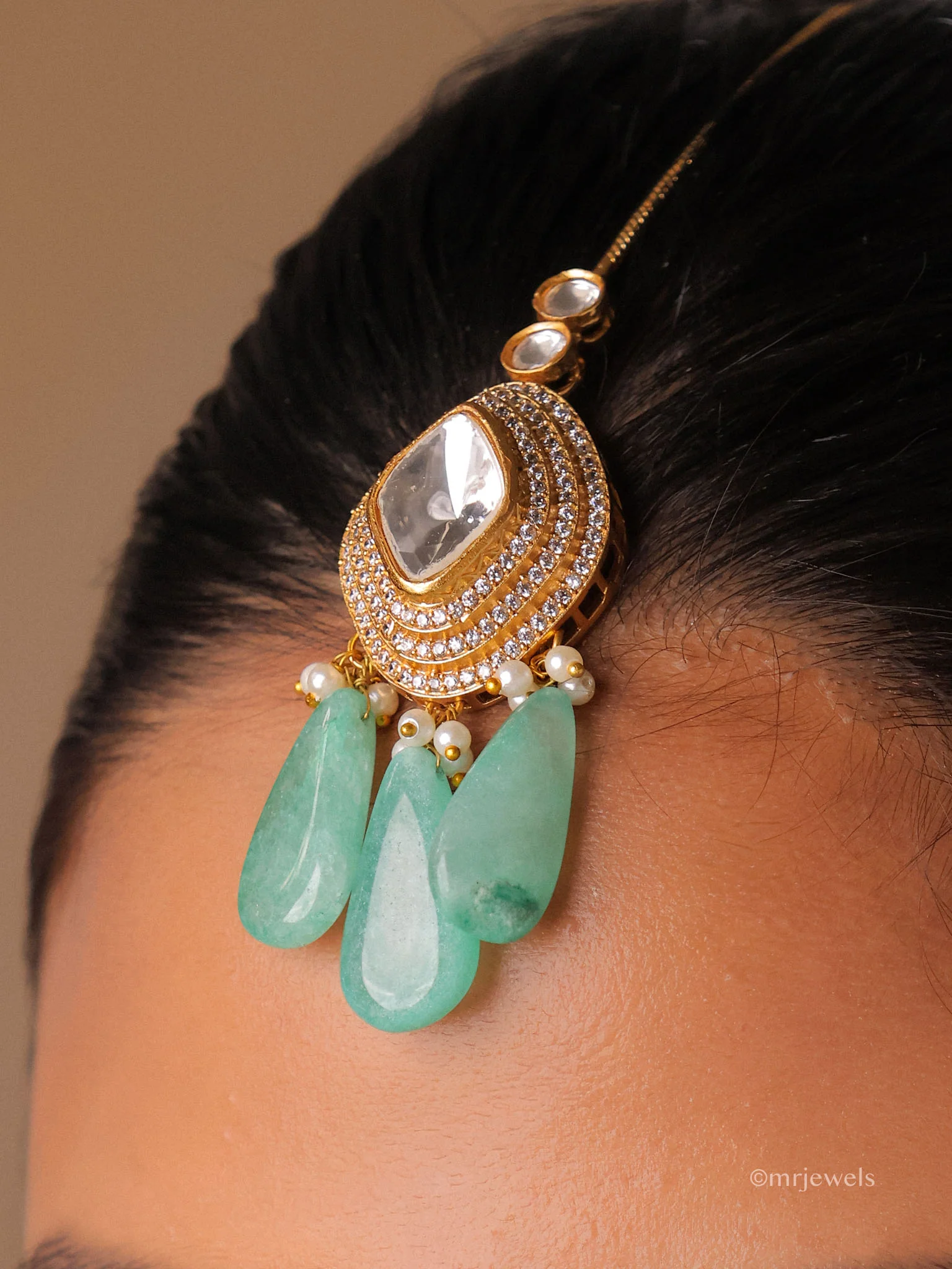 Meher Mint Drop Necklace Set - Image 4