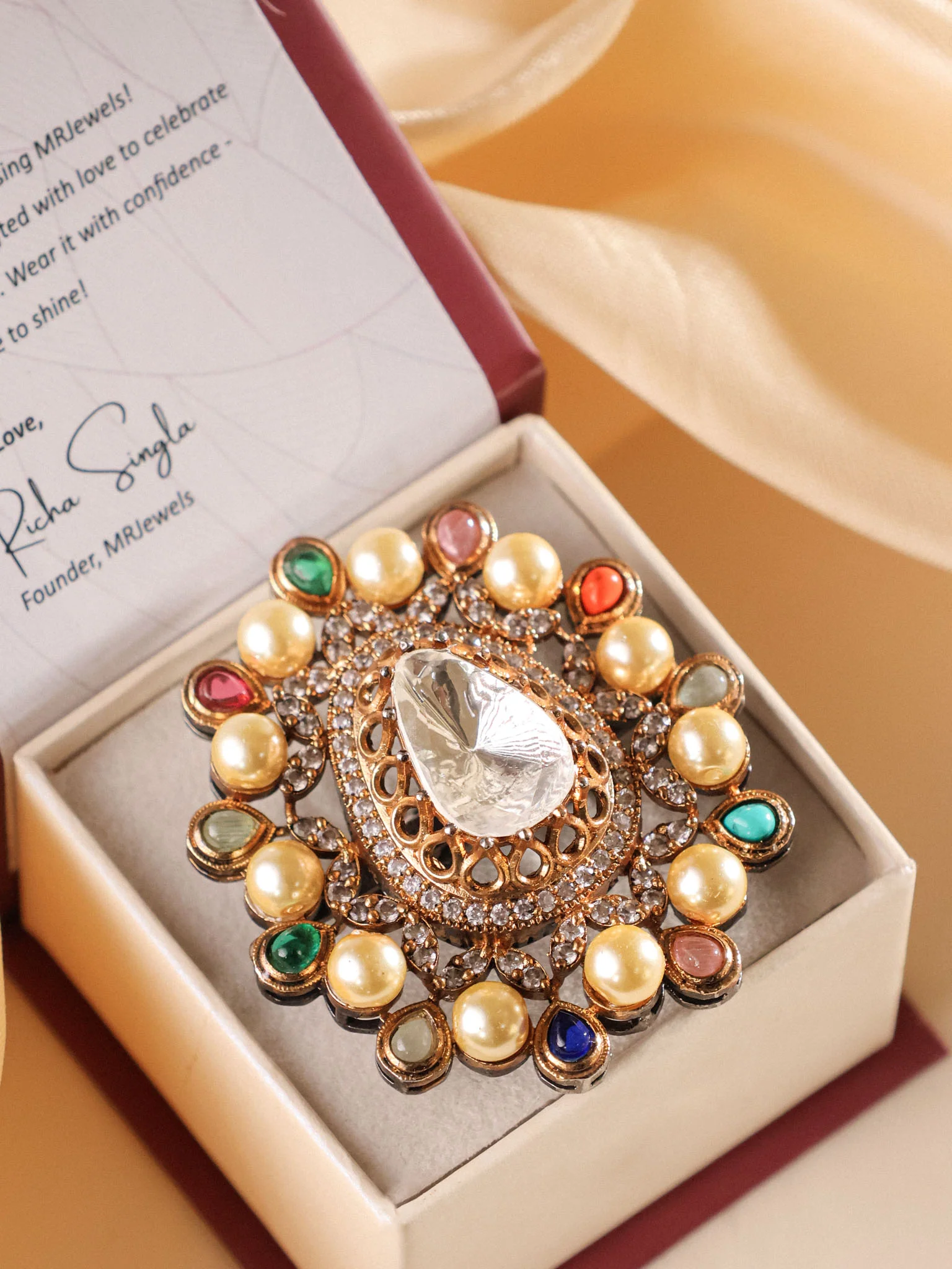 Meher Navratna Polki Ring - Image 2