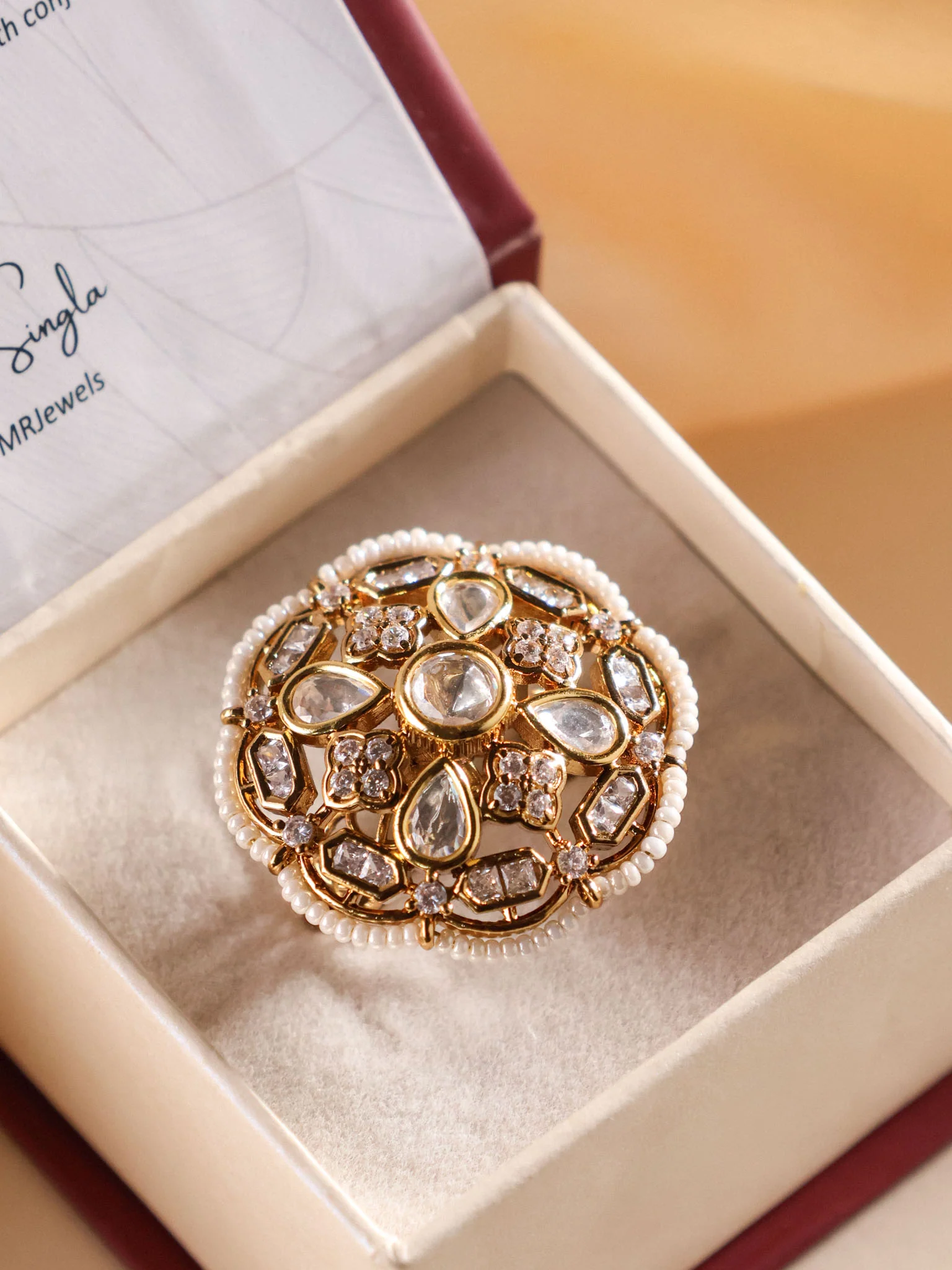 Meher Pearl Polki Cocktail Ring