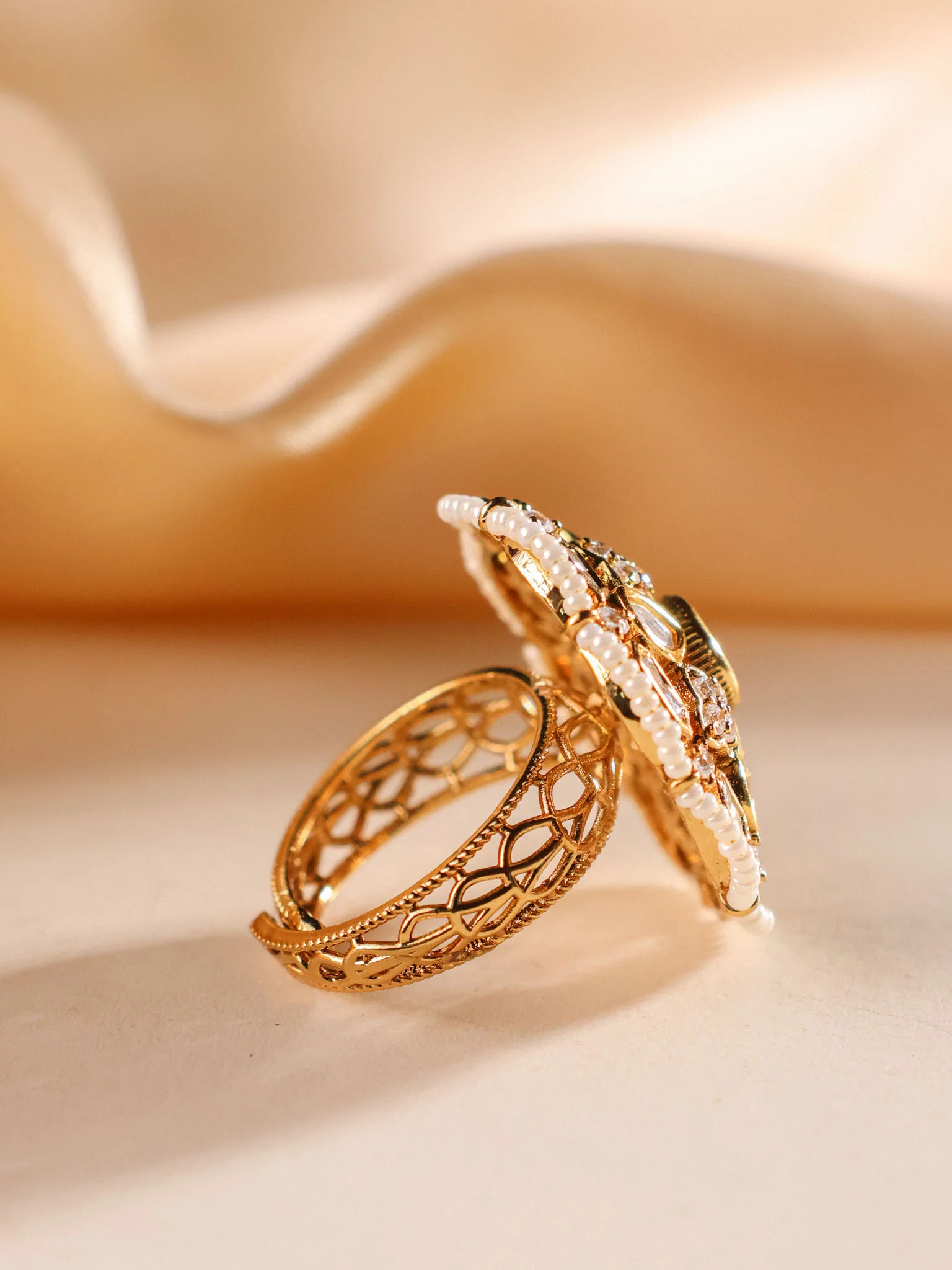 Meher Pearl Polki Cocktail Ring - Image 3