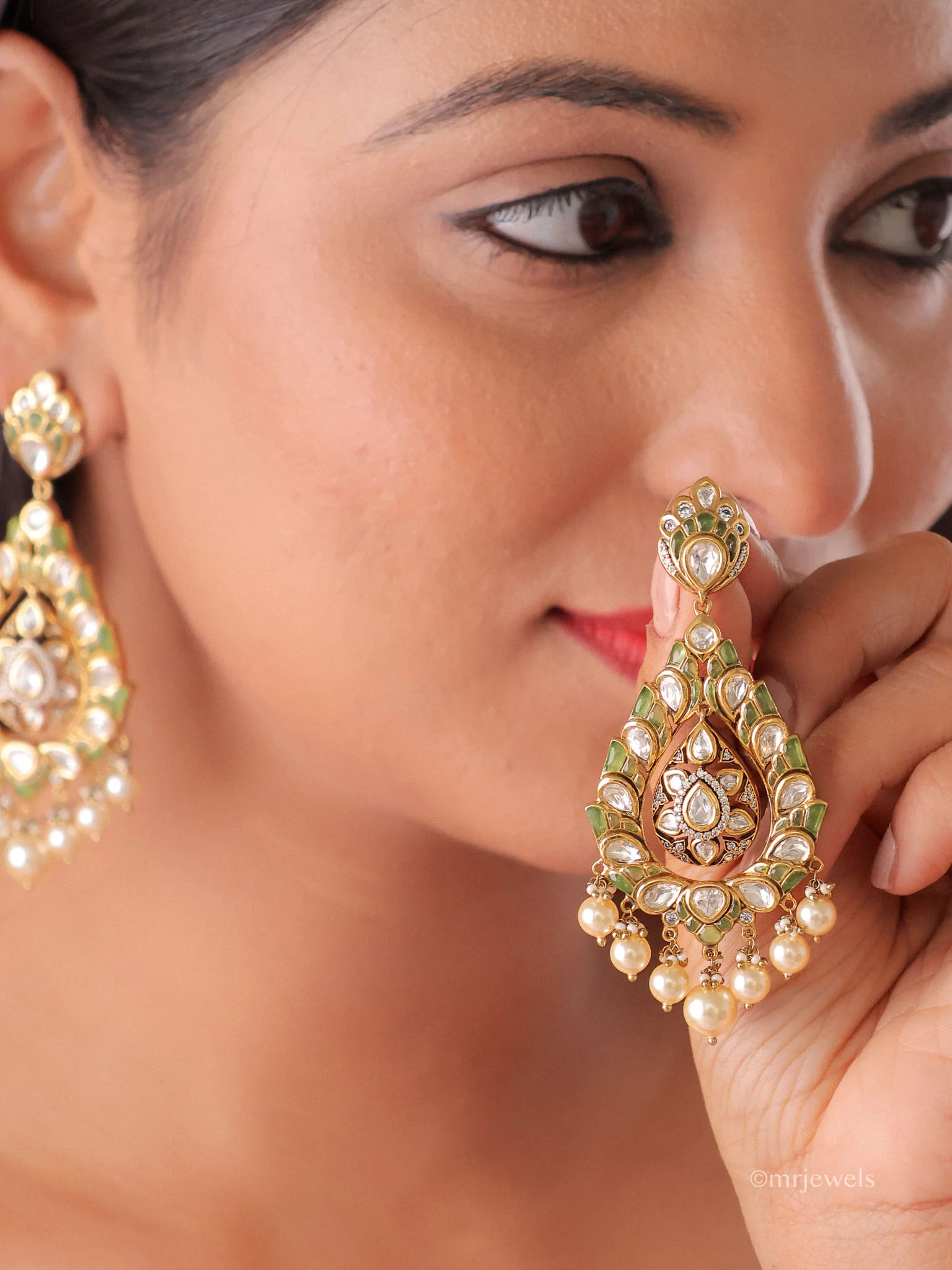 Meher Polki Pearl Drop Earrings - Image 5