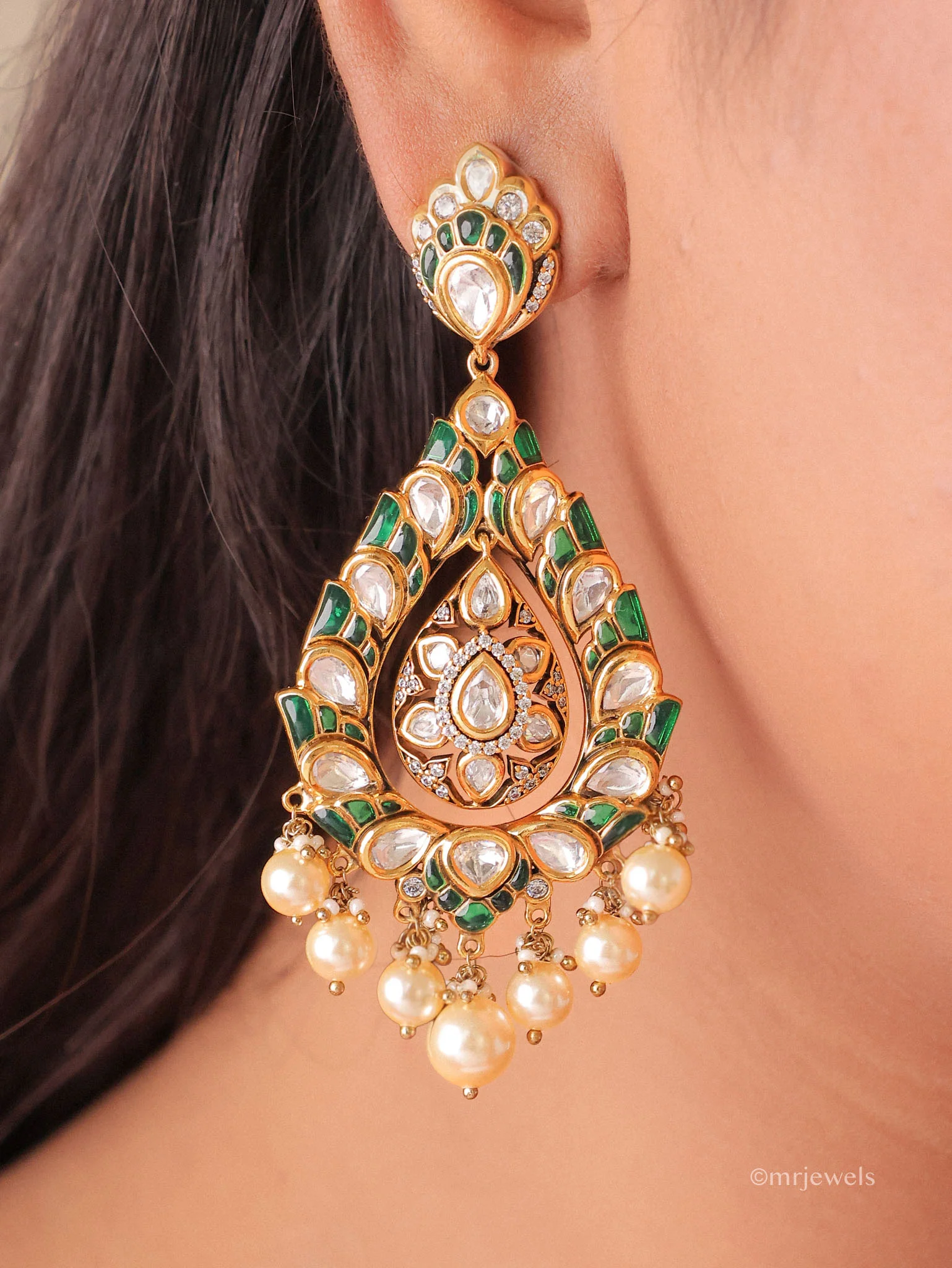 Meher Polki Pearl Drop Earrings - Image 6