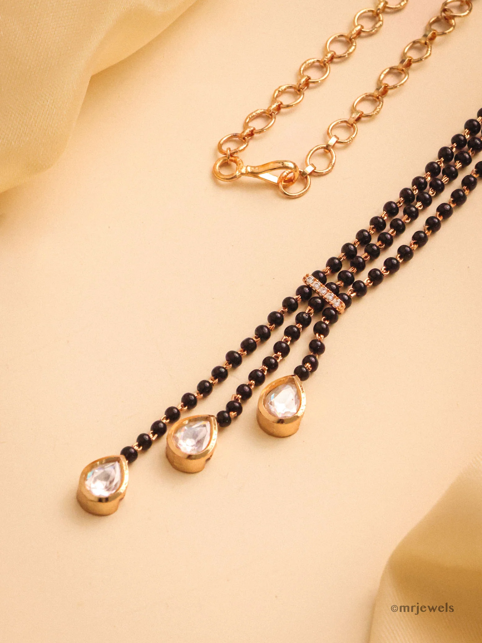 Minimalist Gold-Plated Mangalsutra with Teardrop Stones
