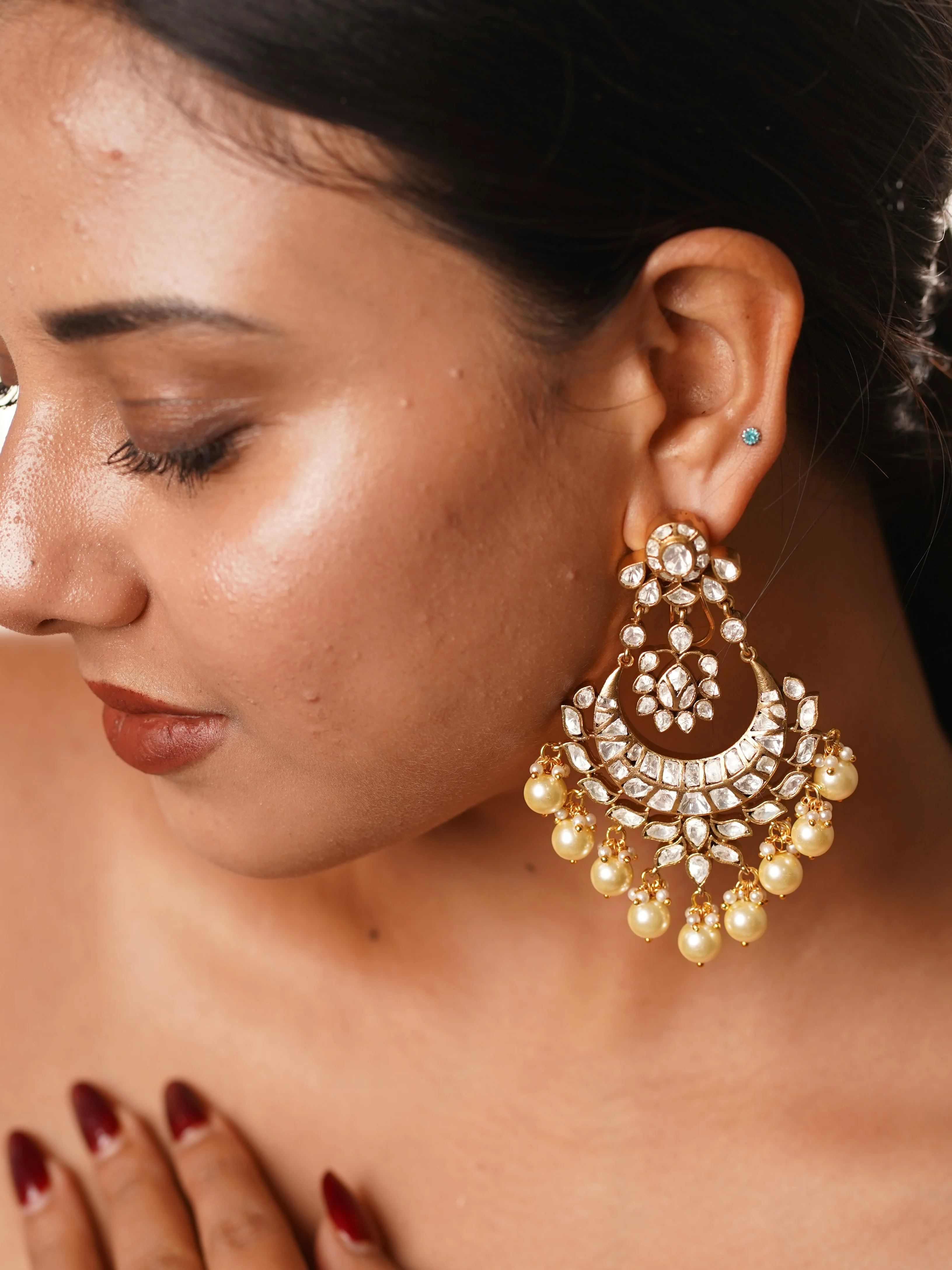 Moissanite Chaandbali Earrings