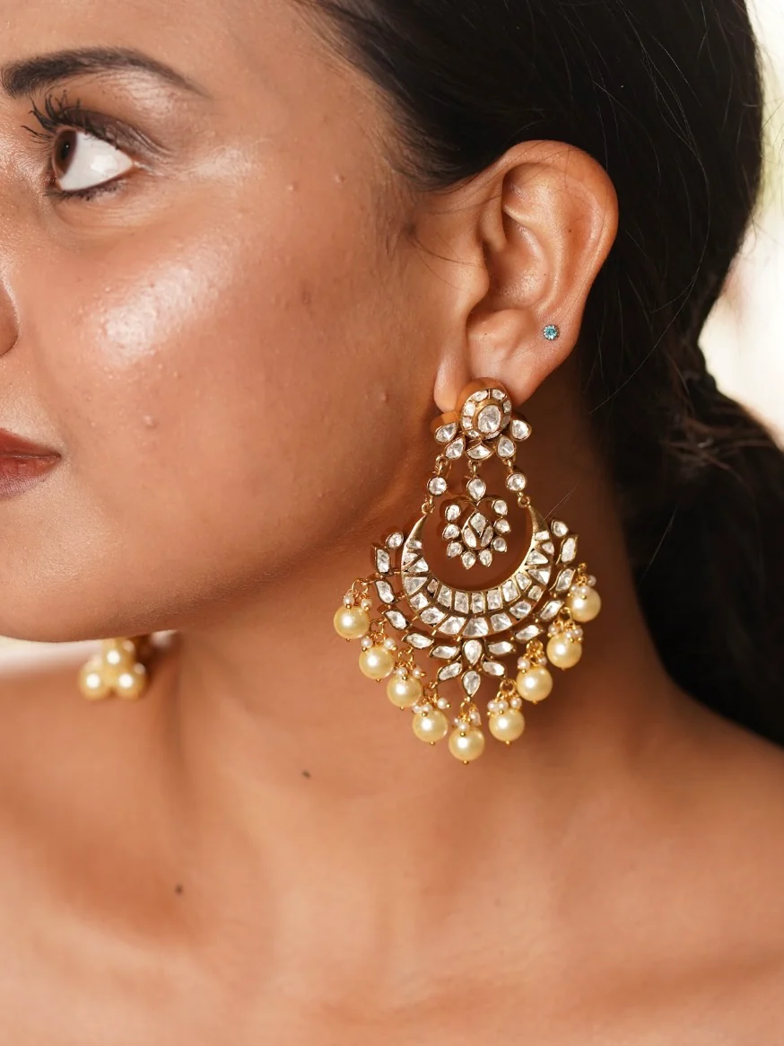 Moissanite Chaandbali Earrings - Image 2