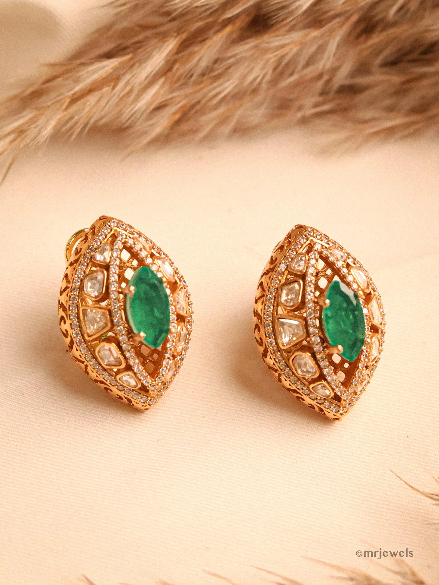 Moissanite Emerald Screw back Studs with clip