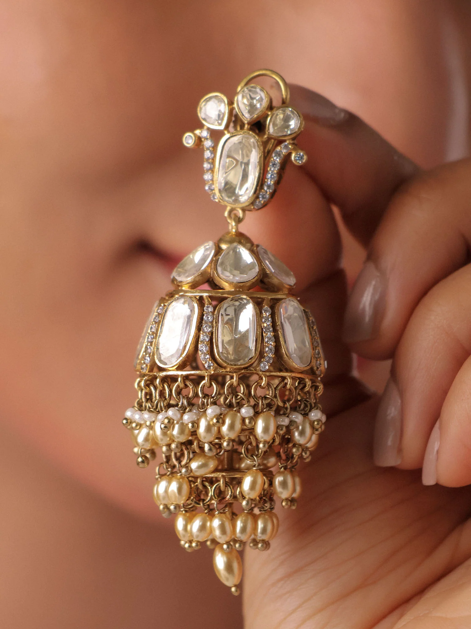 Moissanite Jhumka Earrings - Image 3