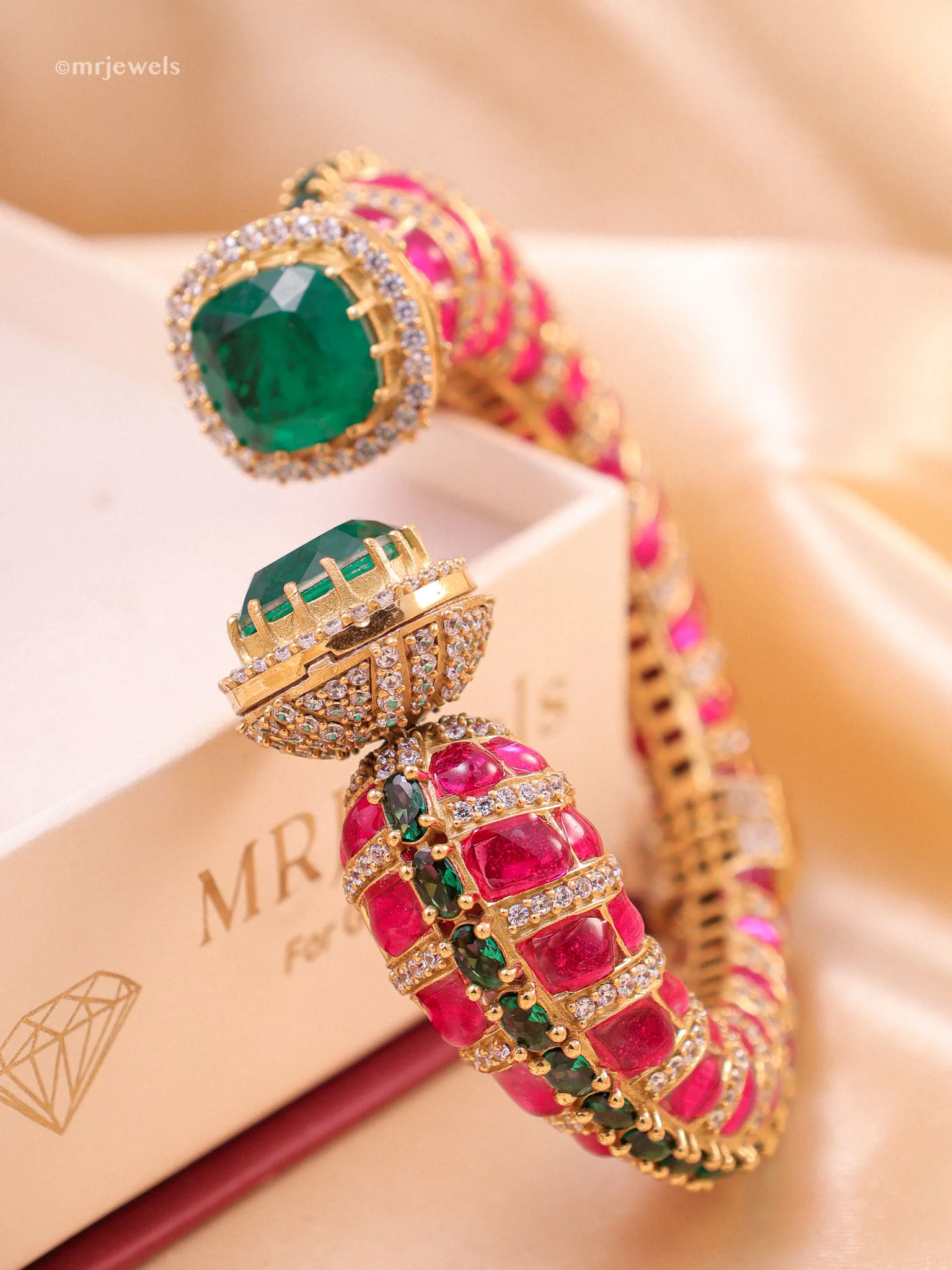 Moissanite Polki designer Bracelet | Kada - Image 3