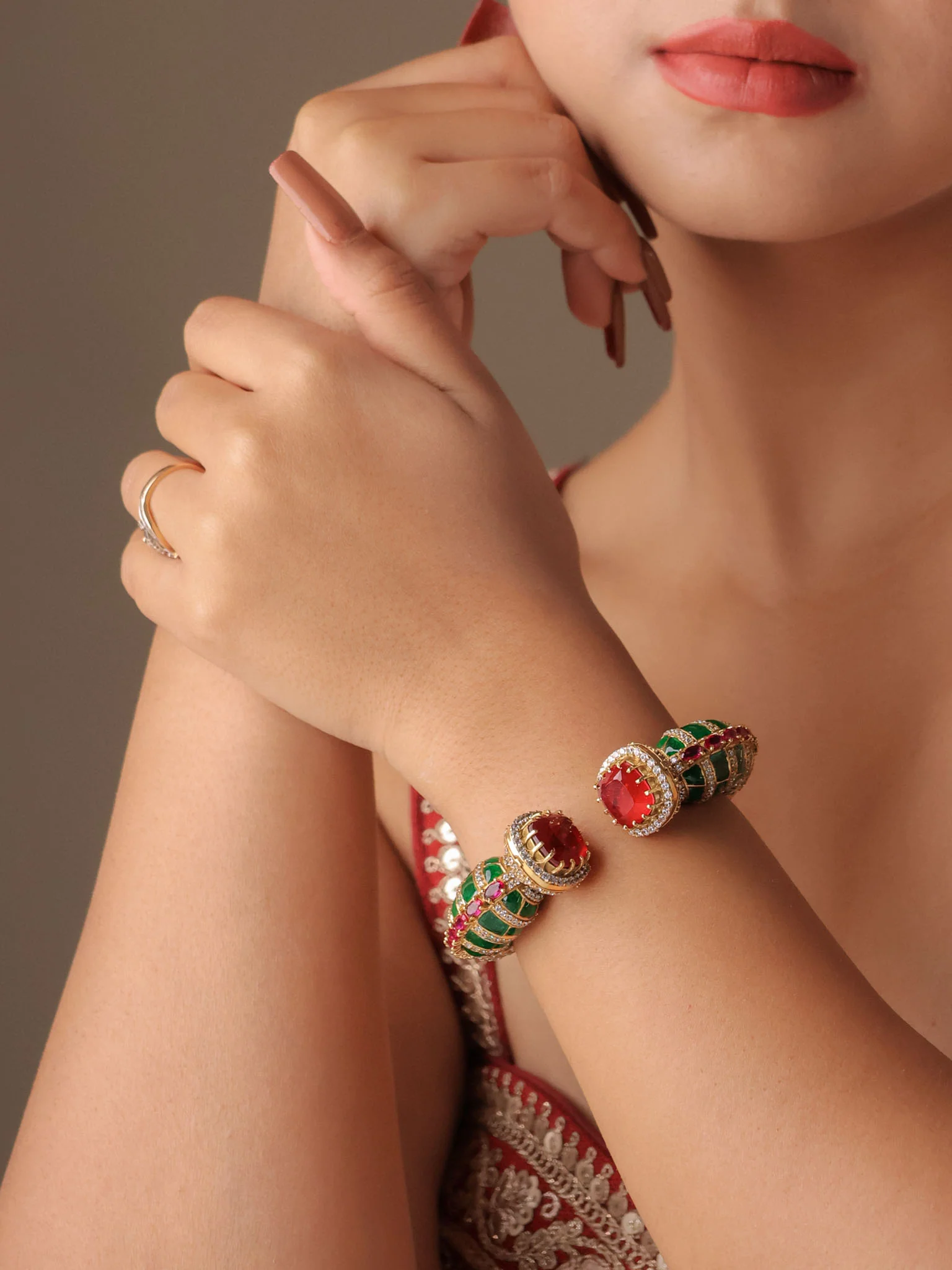 Moissanite Polki designer Bracelet | Kada - Image 5