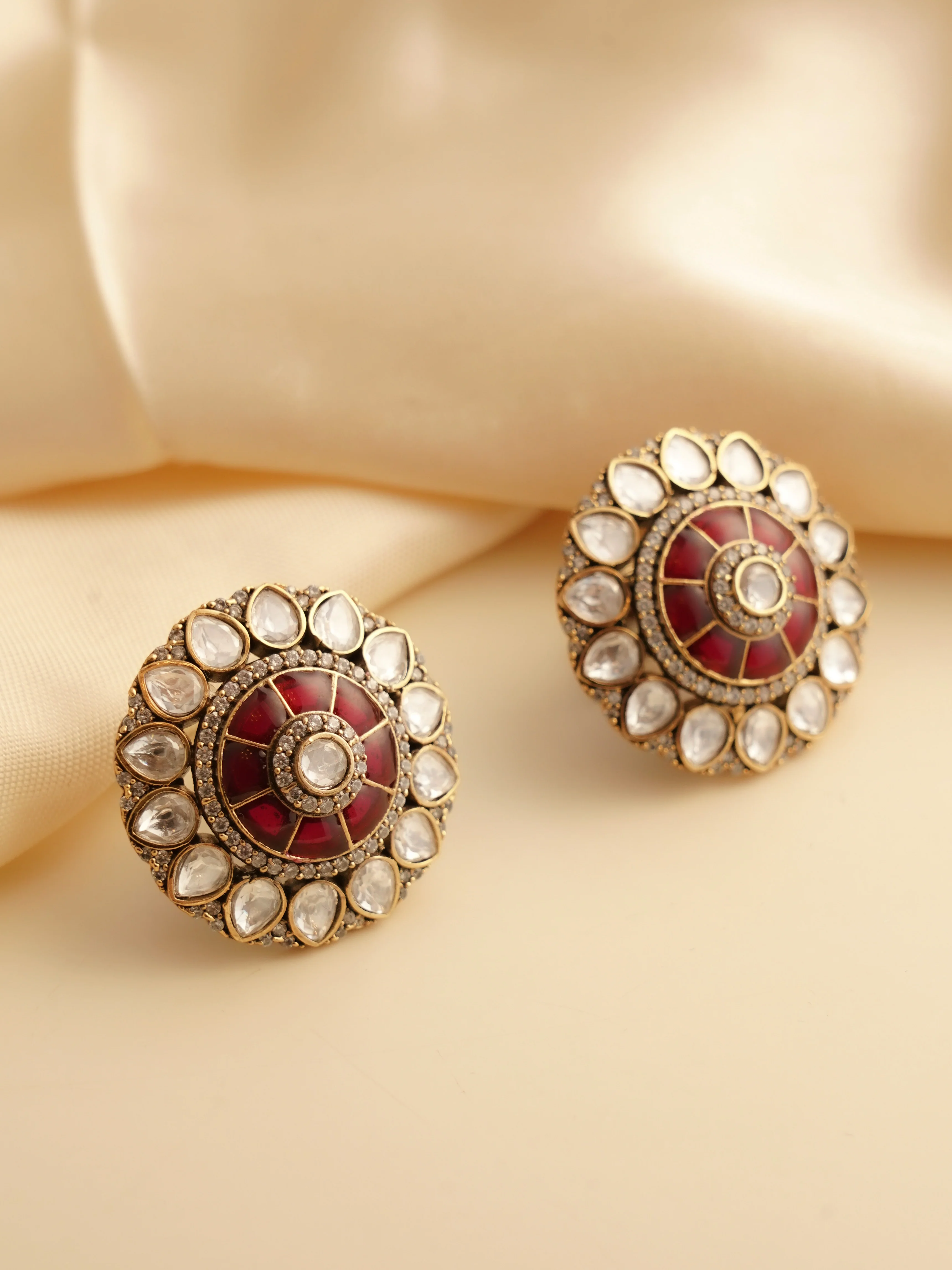 Moissanite Polki Victoria Studs - Image 2