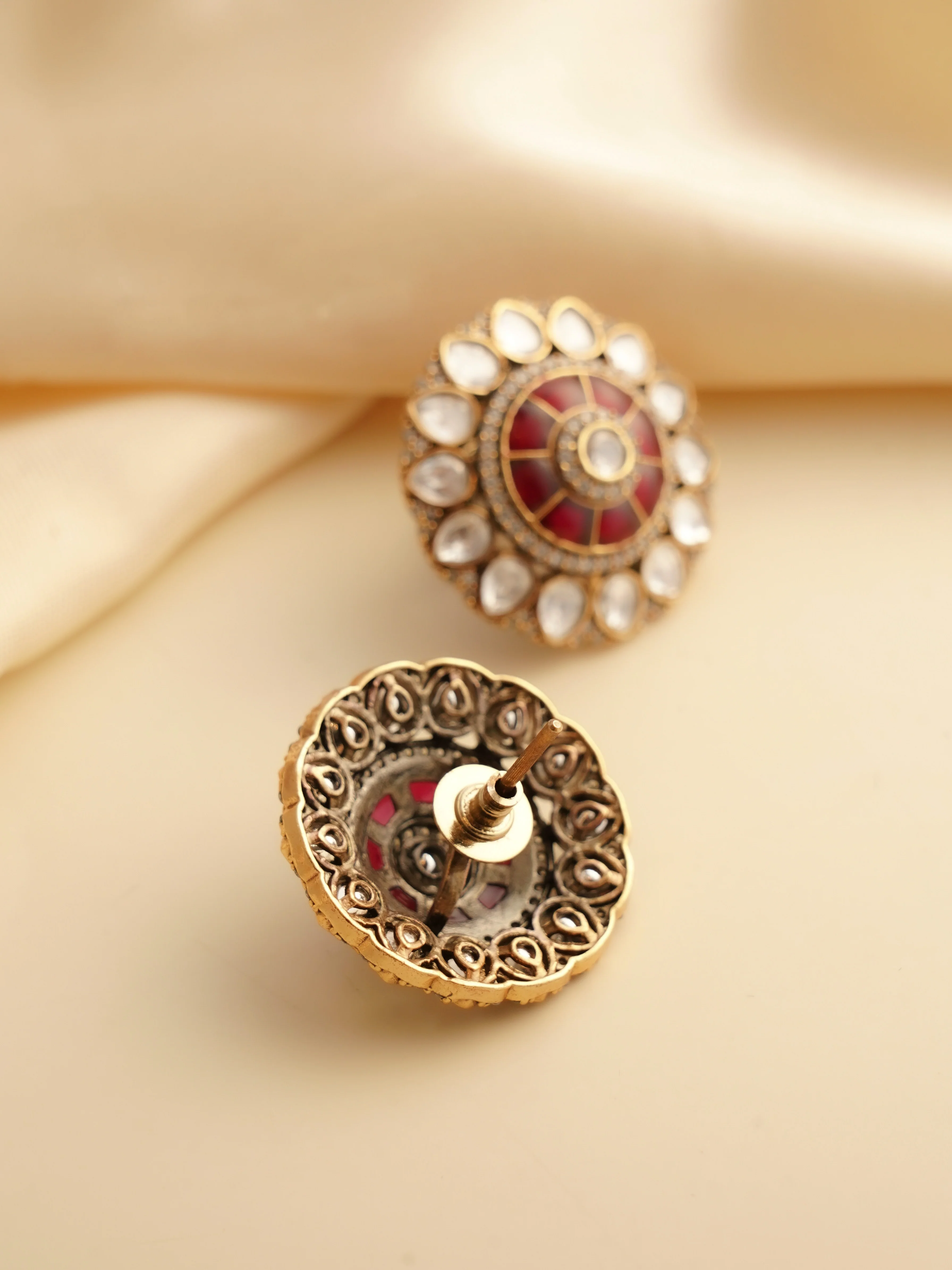 Moissanite Polki Victoria Studs - Image 3