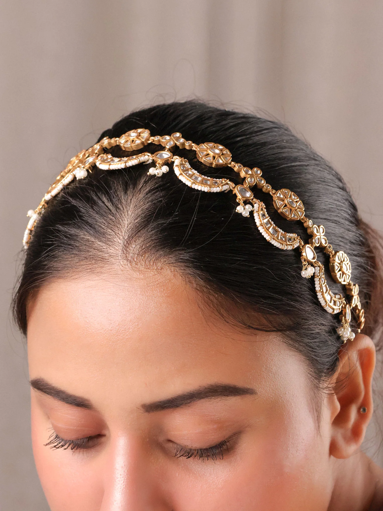 Moissanite Polki SheeshPatti | Hairband I MathaPatti