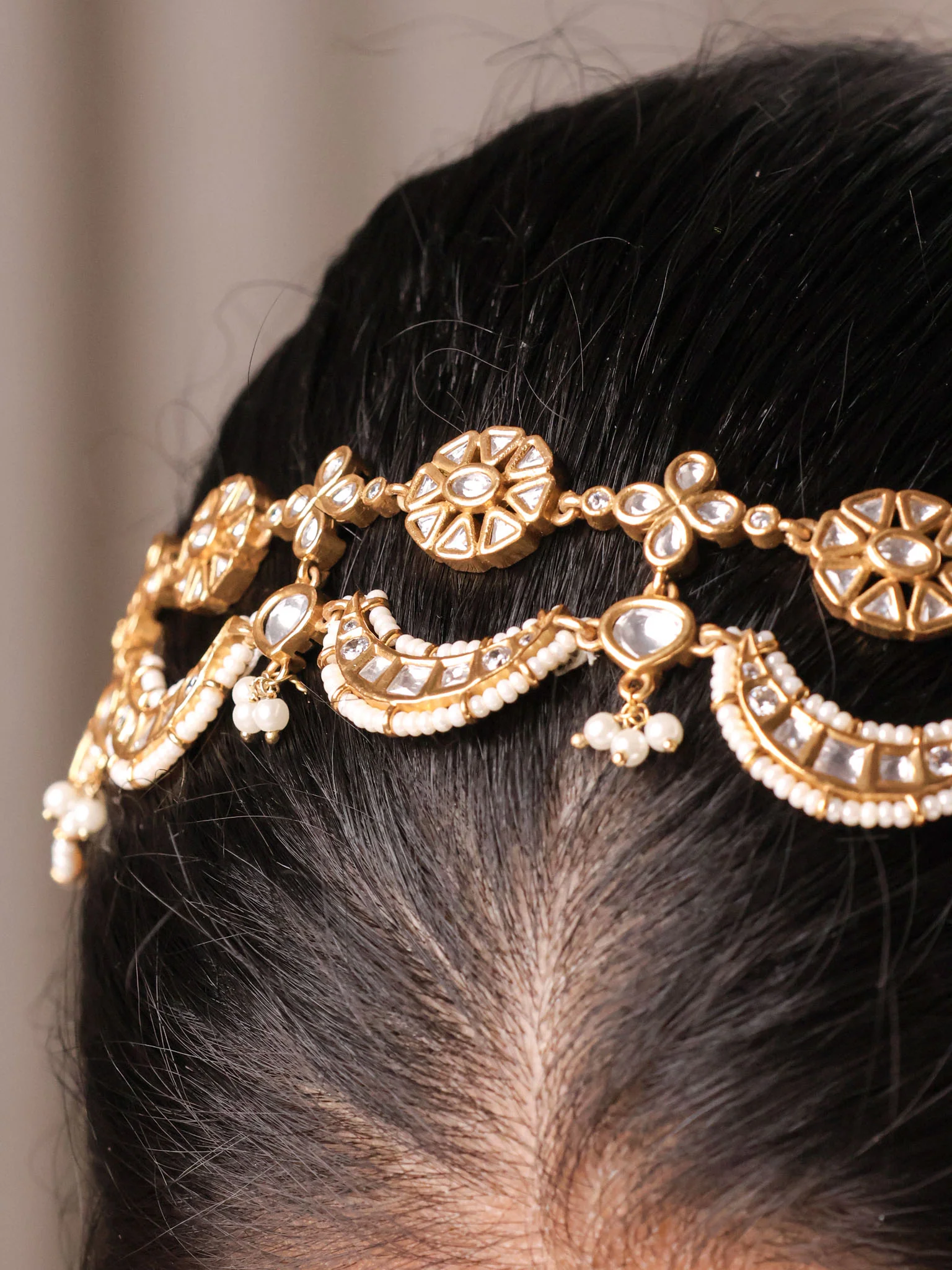 Moissanite Polki SheeshPatti | Hairband I MathaPatti - Image 2