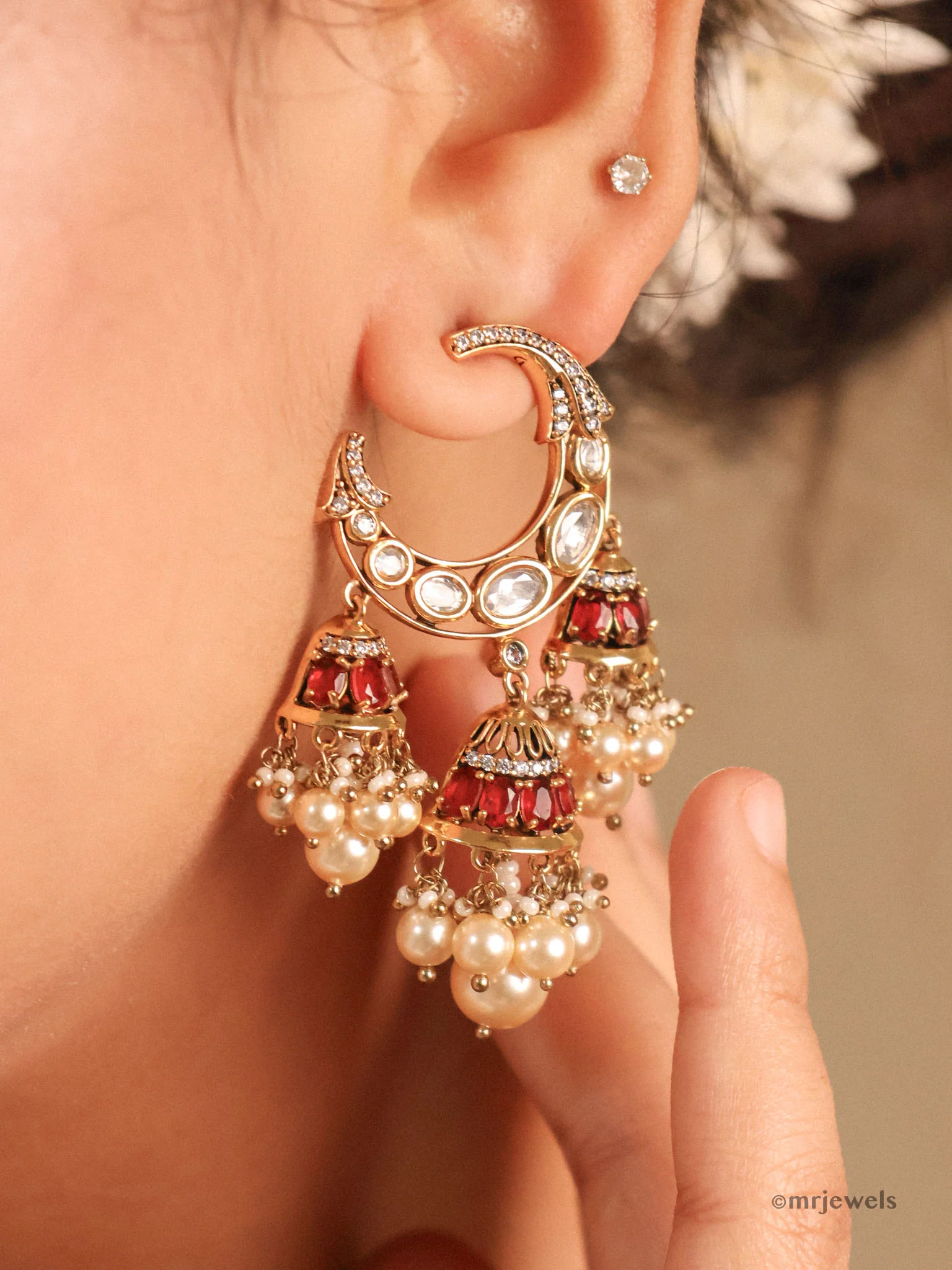 Moissanite Polki Statement Jhumka