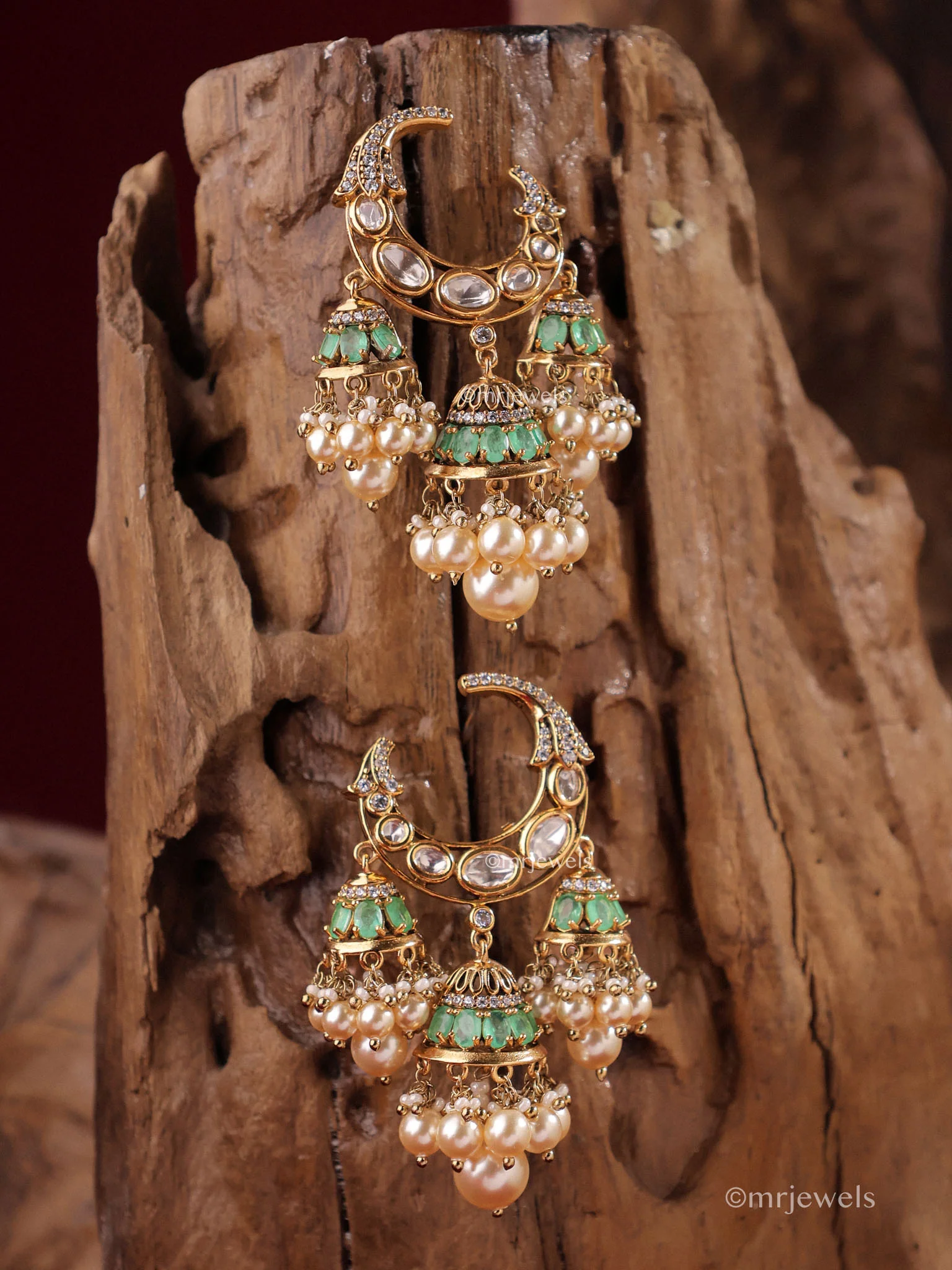 Moissanite Polki Statement Jhumka - Image 5