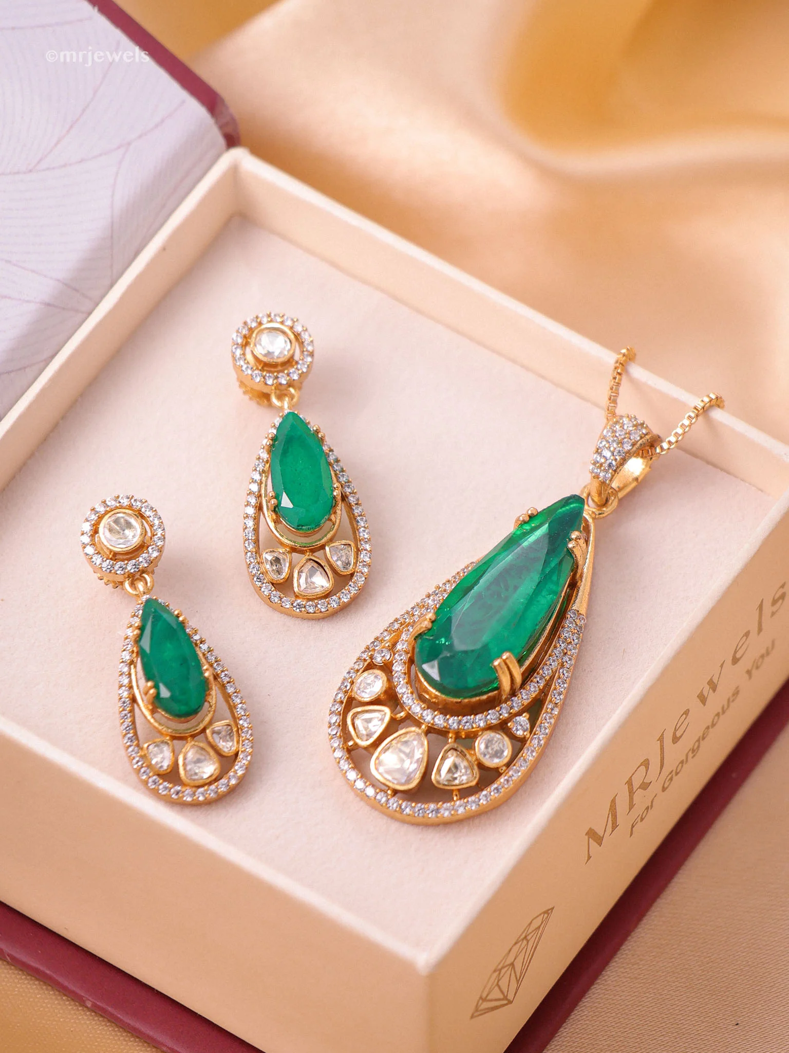 Moissanite Teardrop Pendant Set with Screw-Back Earrings - Image 2