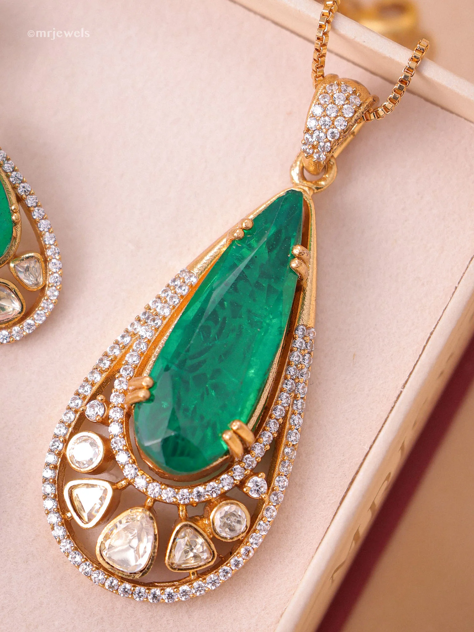 Moissanite Teardrop Pendant Set with Screw-Back Earrings - Image 4