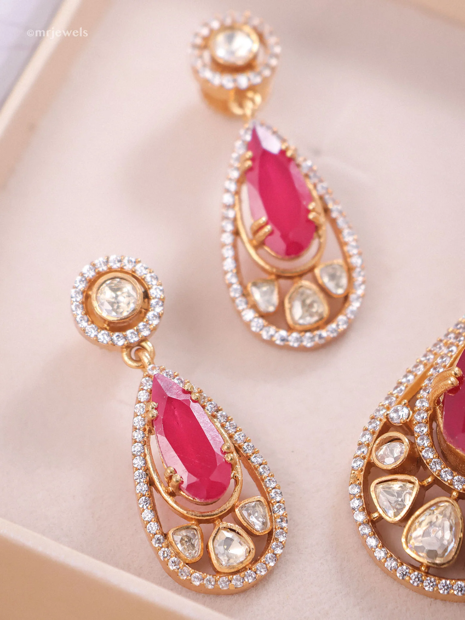 Moissanite Teardrop Pendant Set with Screw-Back Earrings - Image 5
