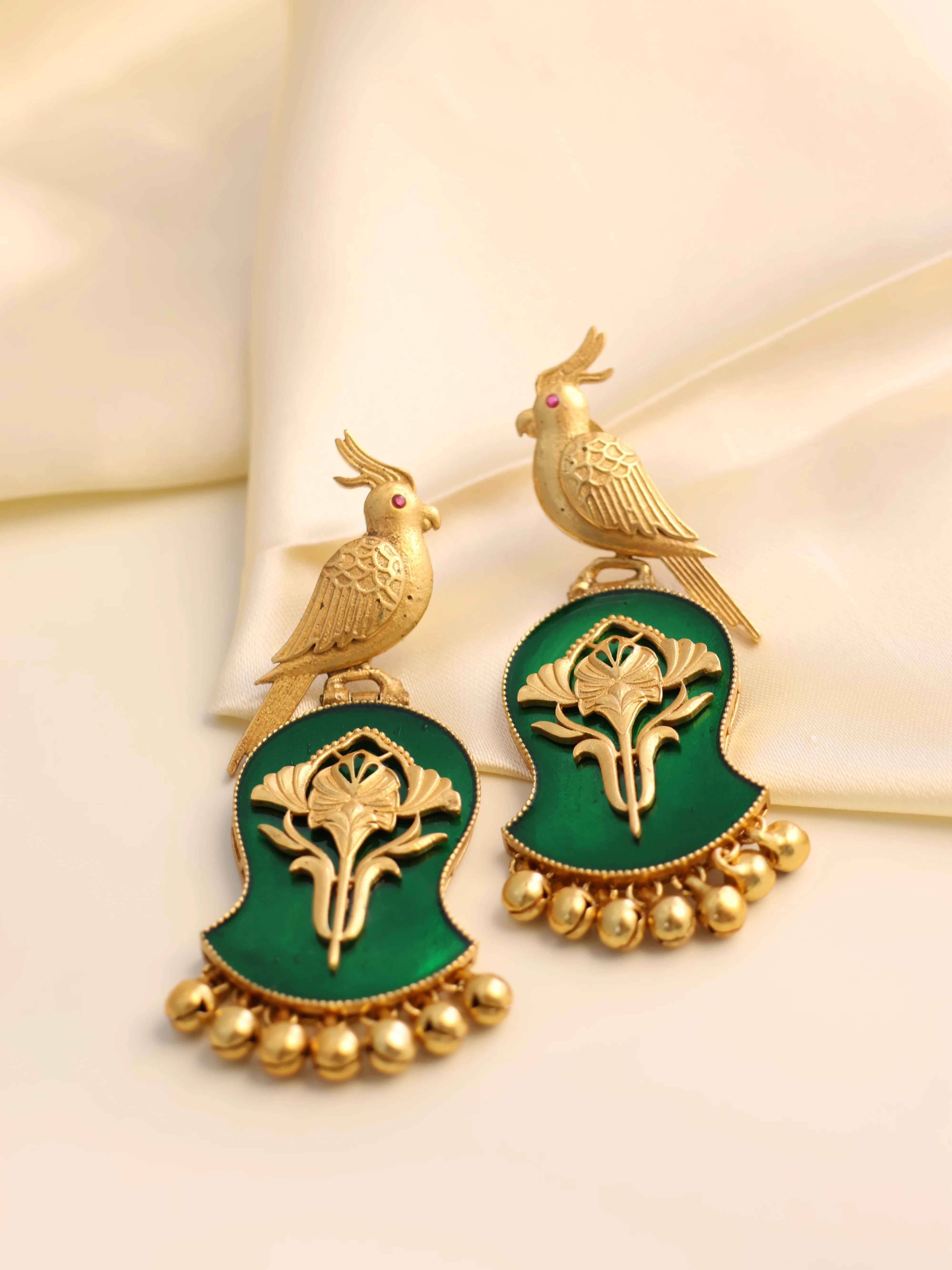 Morni Bird Motif Handcrafted Earrings