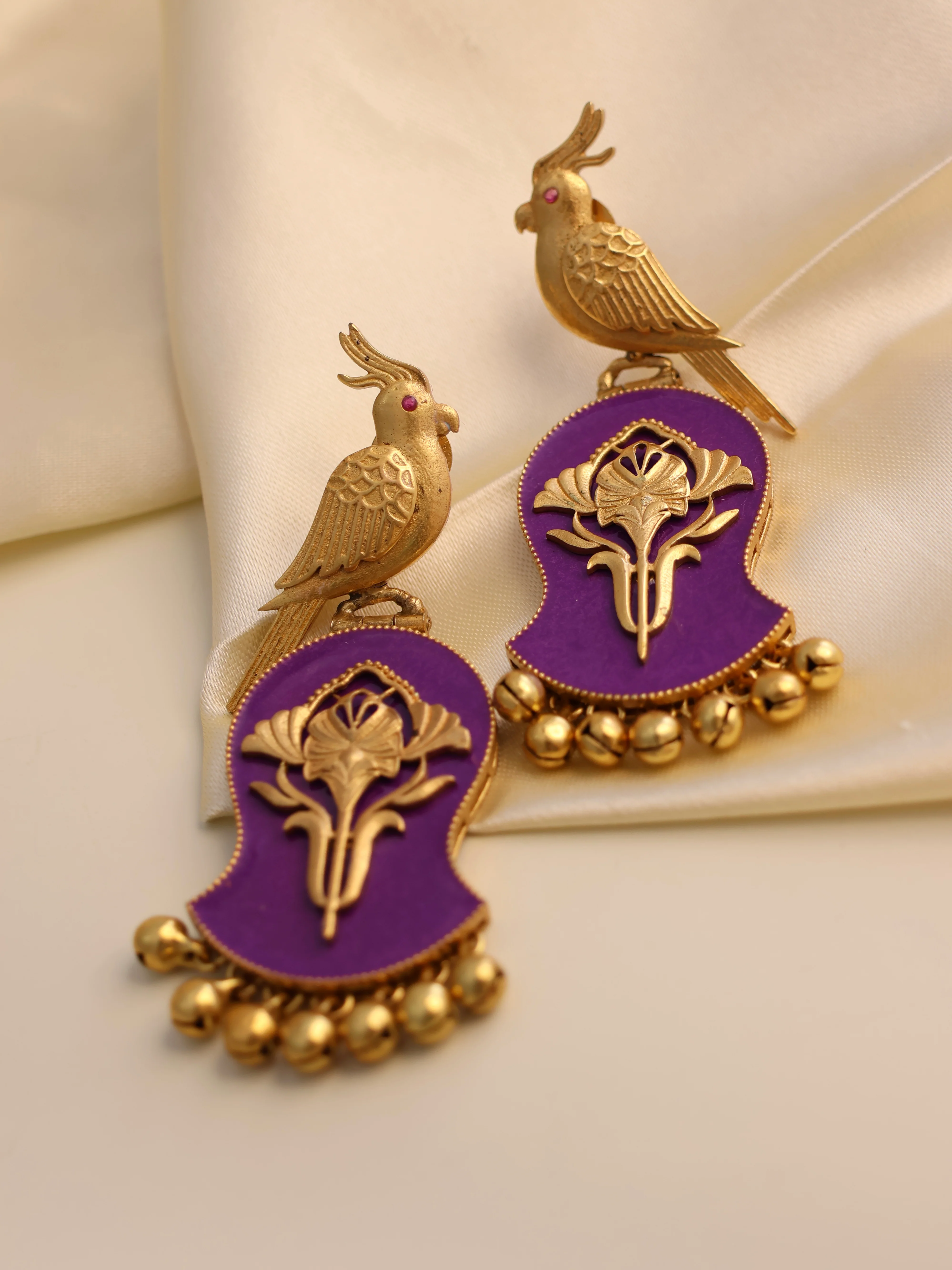 Morni Bird Motif Handcrafted Earrings - Image 2