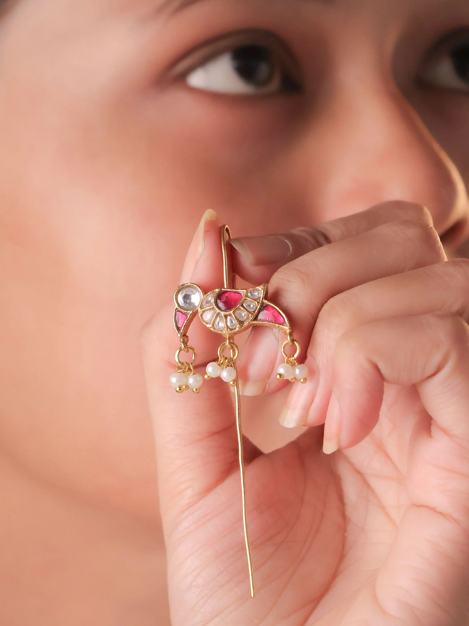 Morni Meenakari Polki Ear Cuff - Image 3