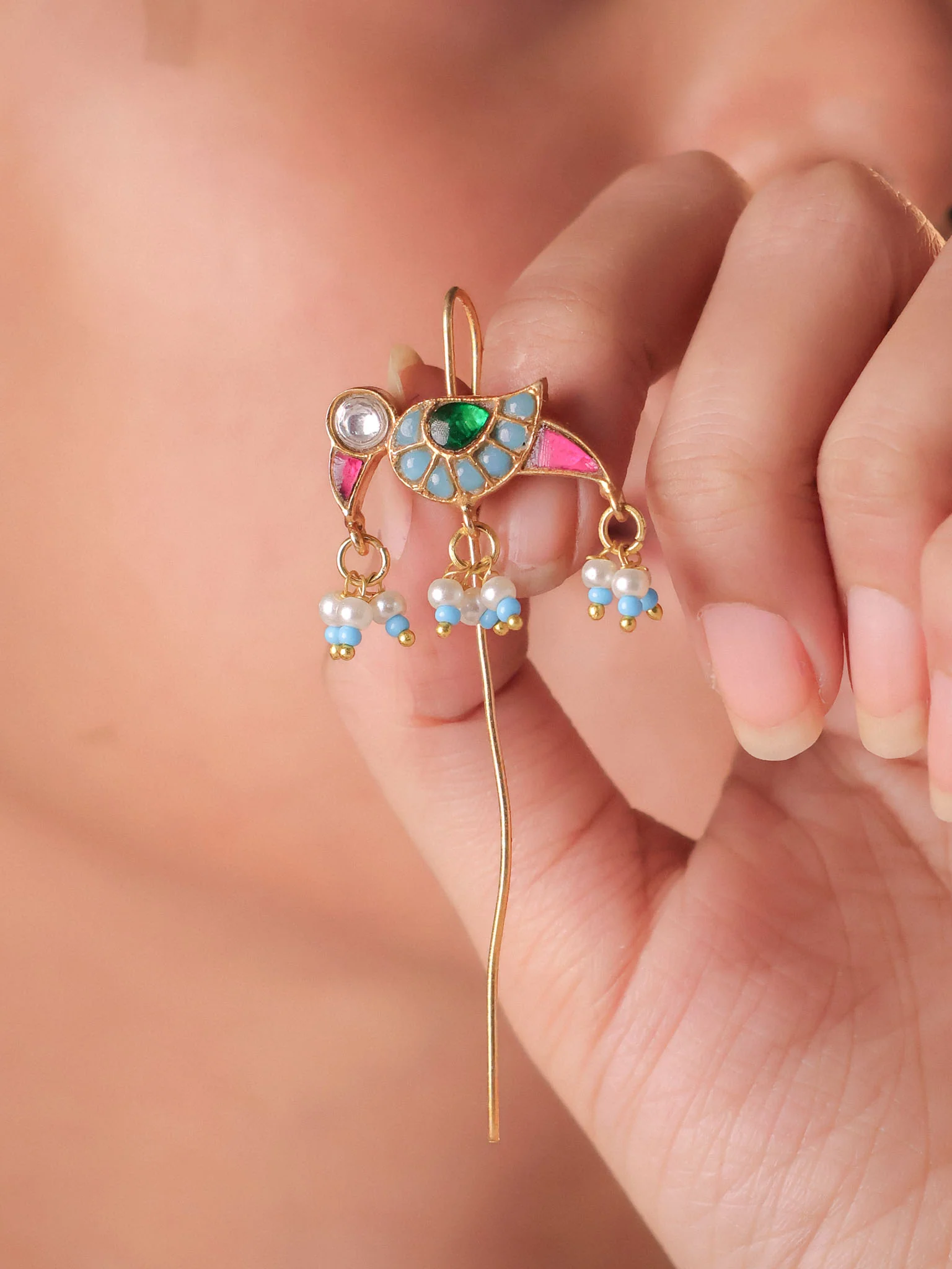 Morni Meenakari Polki Ear Cuff - Image 4