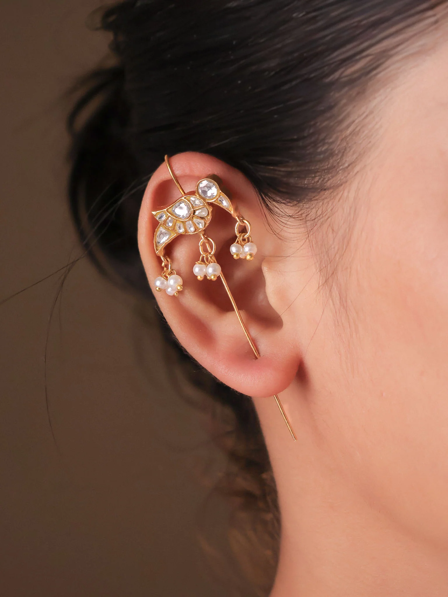Morni Meenakari Polki Ear Cuff - Image 5