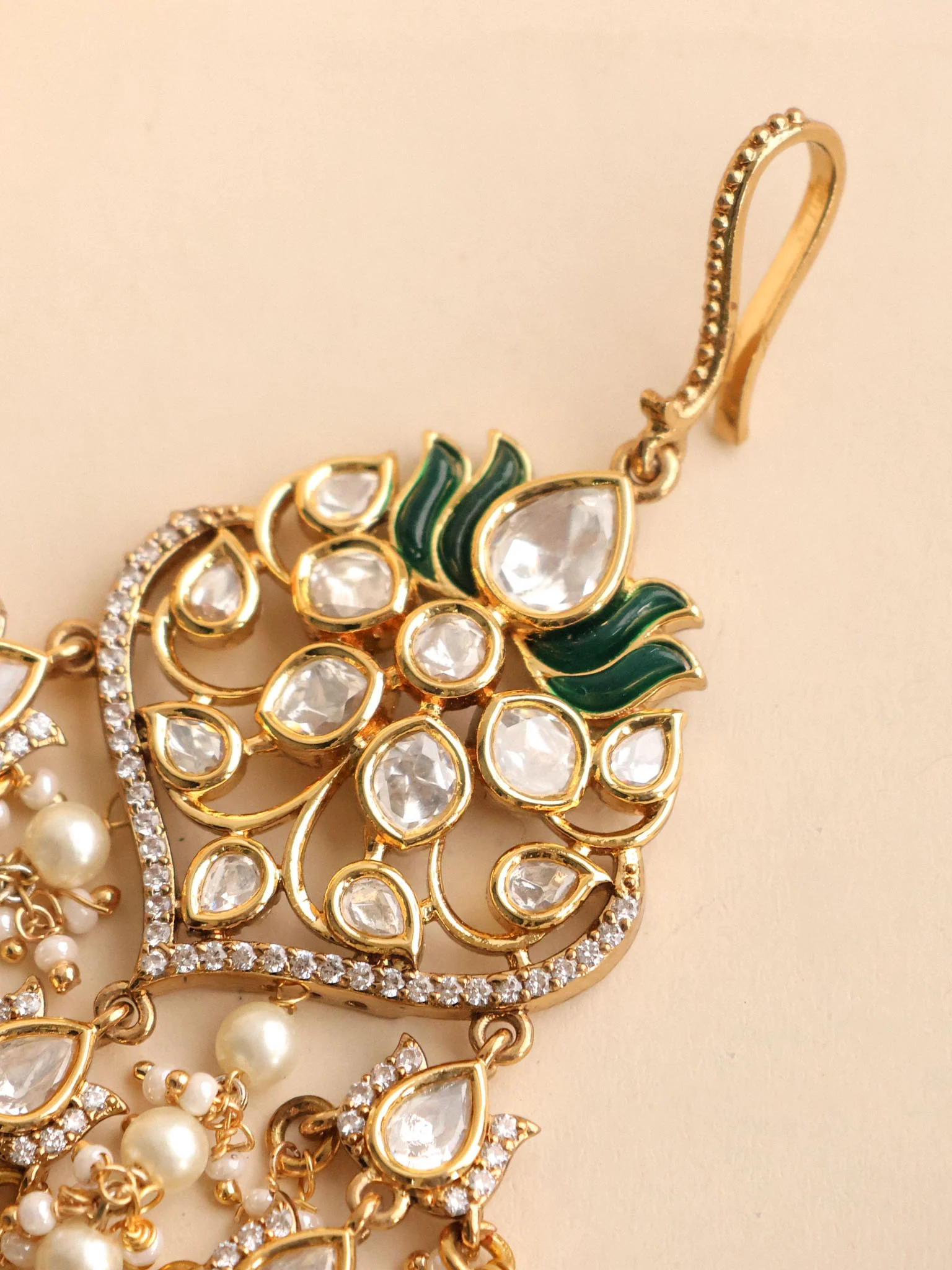 Multicolor Gold Plated Jadau Designer Kundan Passa - Image 3