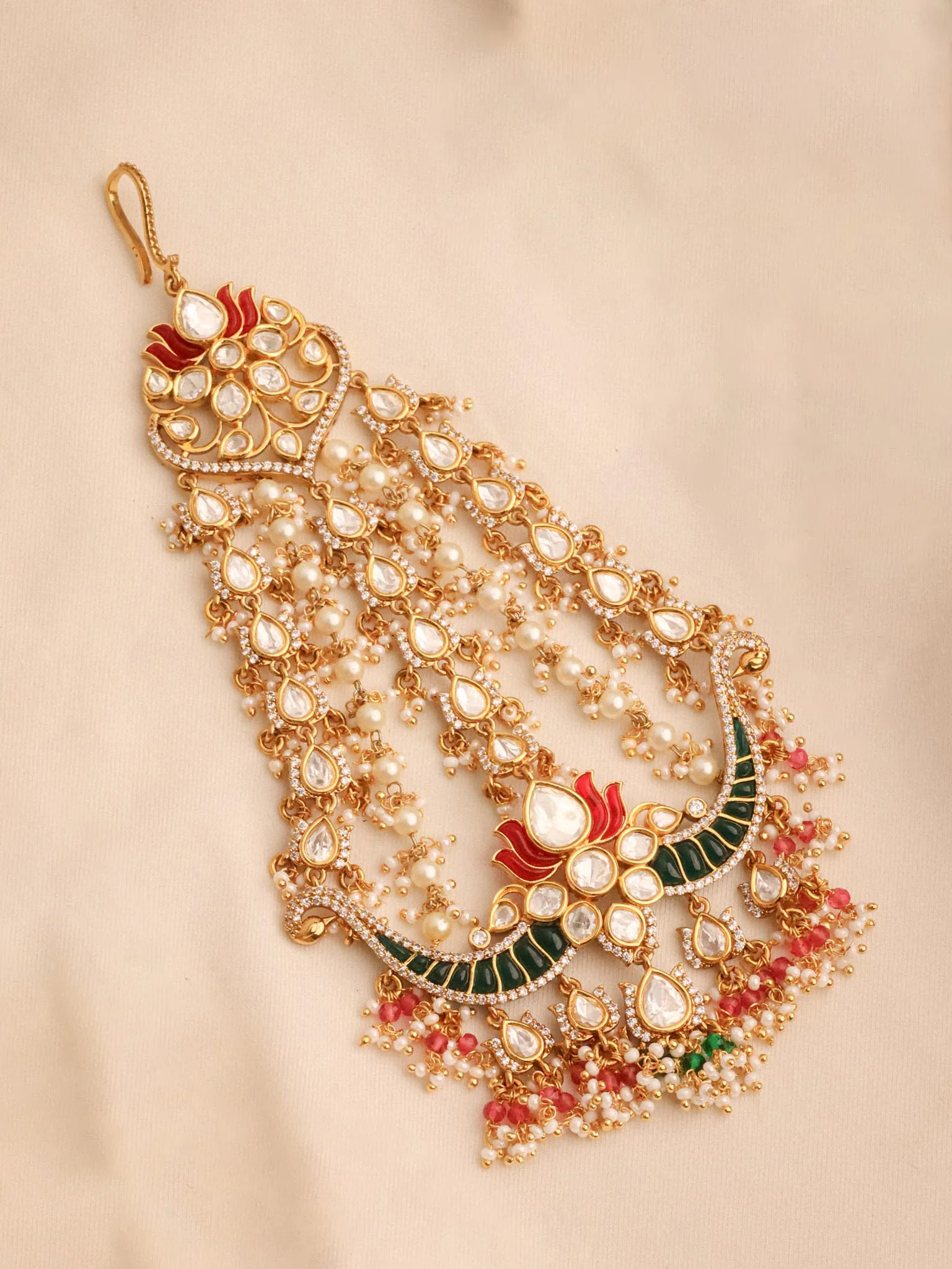 Multicolor Gold Plated Jadau Designer Kundan Passa - Image 4