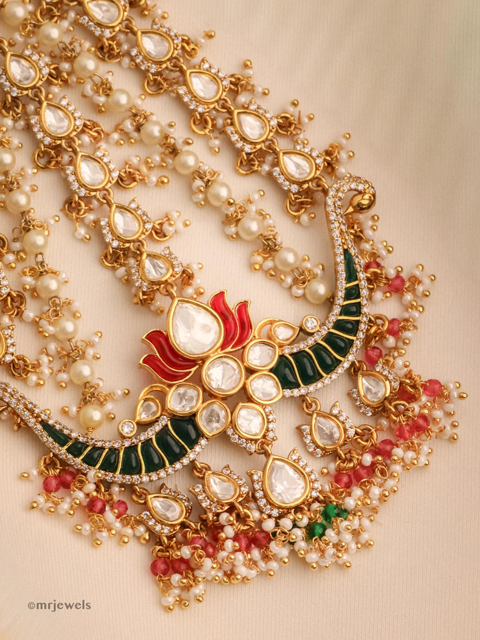 Multicolor Gold Plated Jadau Designer Kundan Passa - Image 5