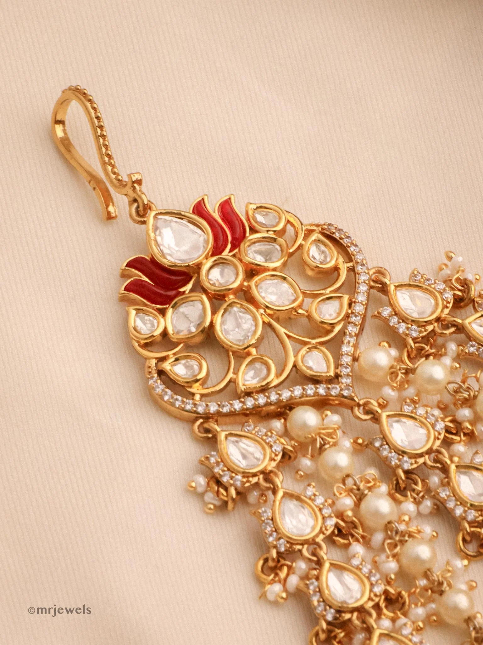 Multicolor Gold Plated Jadau Designer Kundan Passa - Image 6