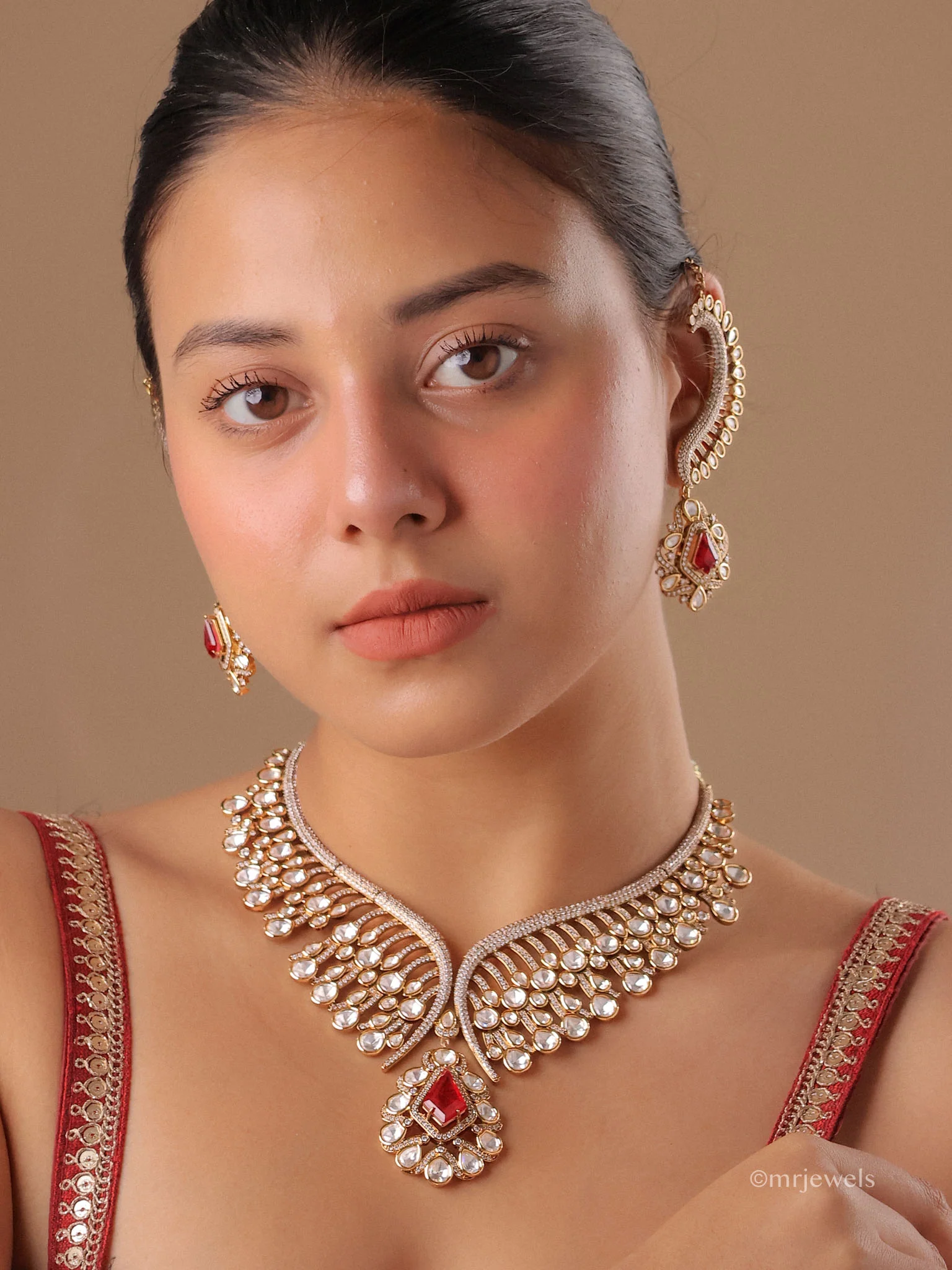 Naaz Polki Statement Necklace Set - Image 2