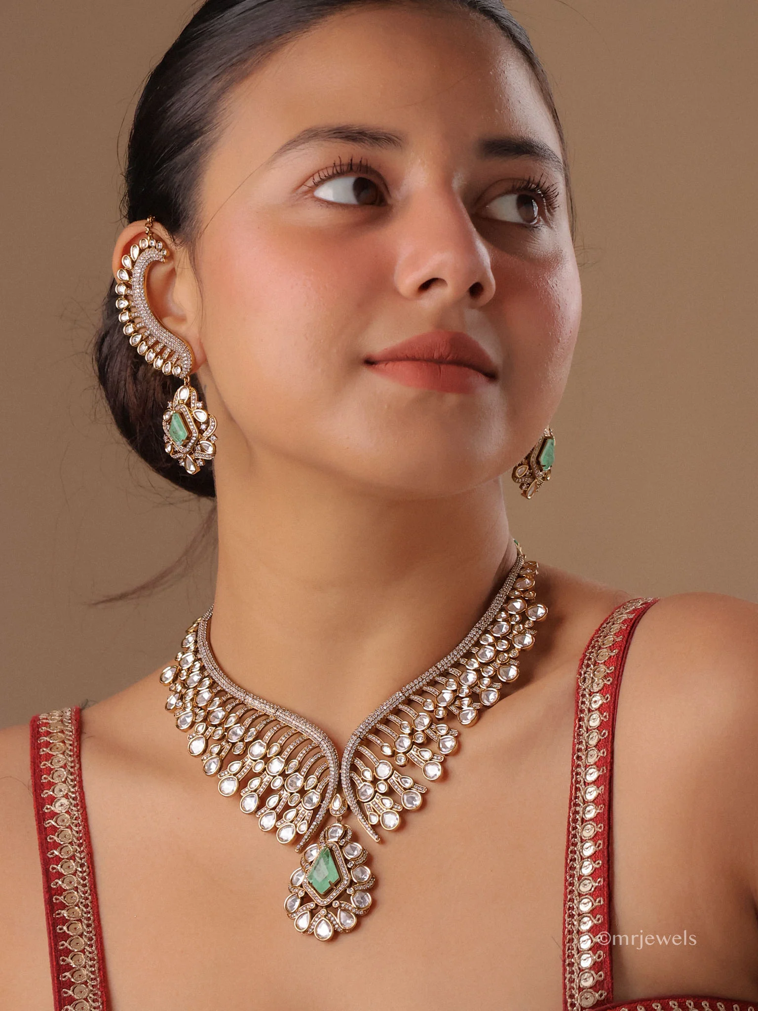 Naaz Polki Statement Necklace Set - Image 3